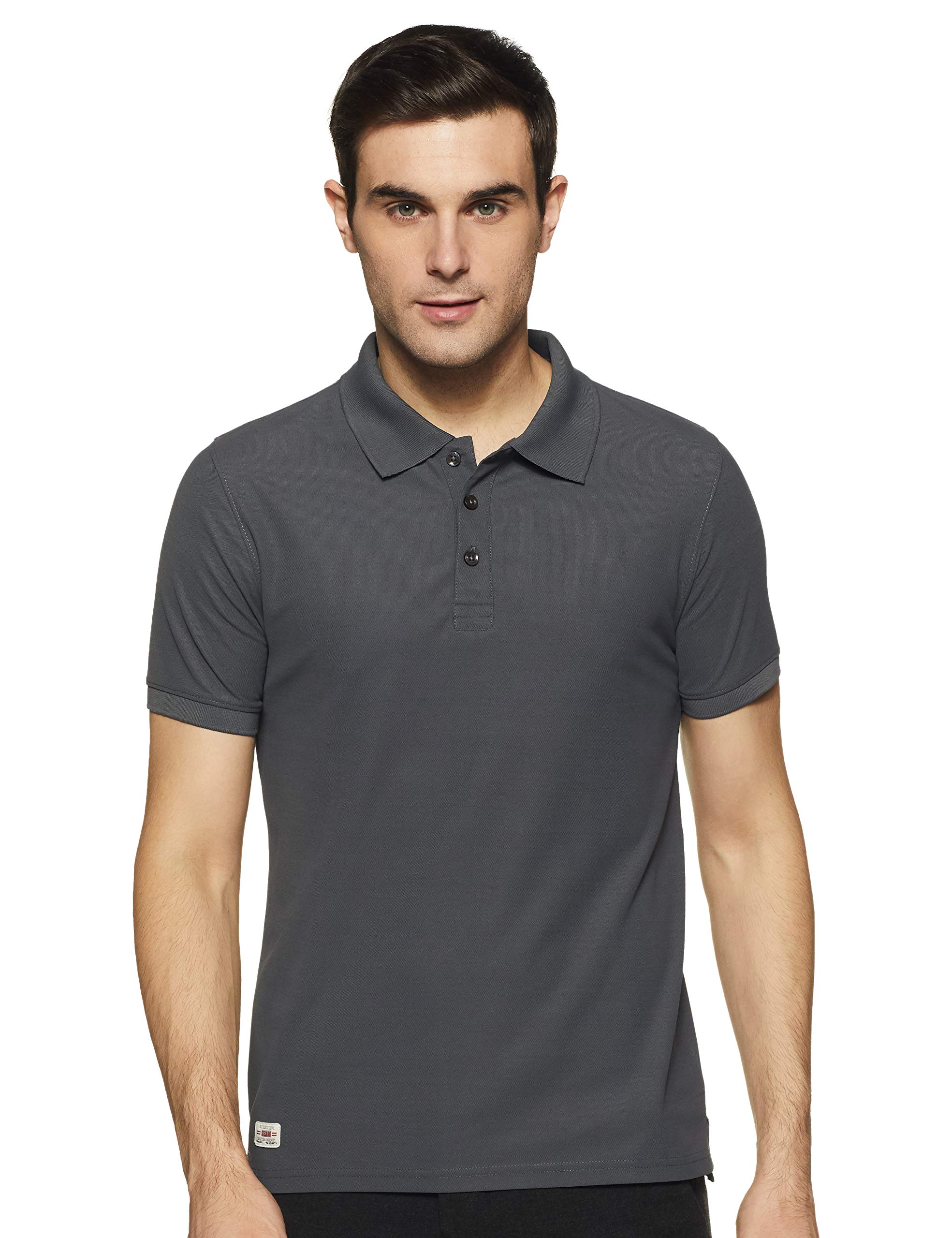 Deniklo Men's Solid Regular Polo Shirt (DK79-L_Gargoyle Grey L)