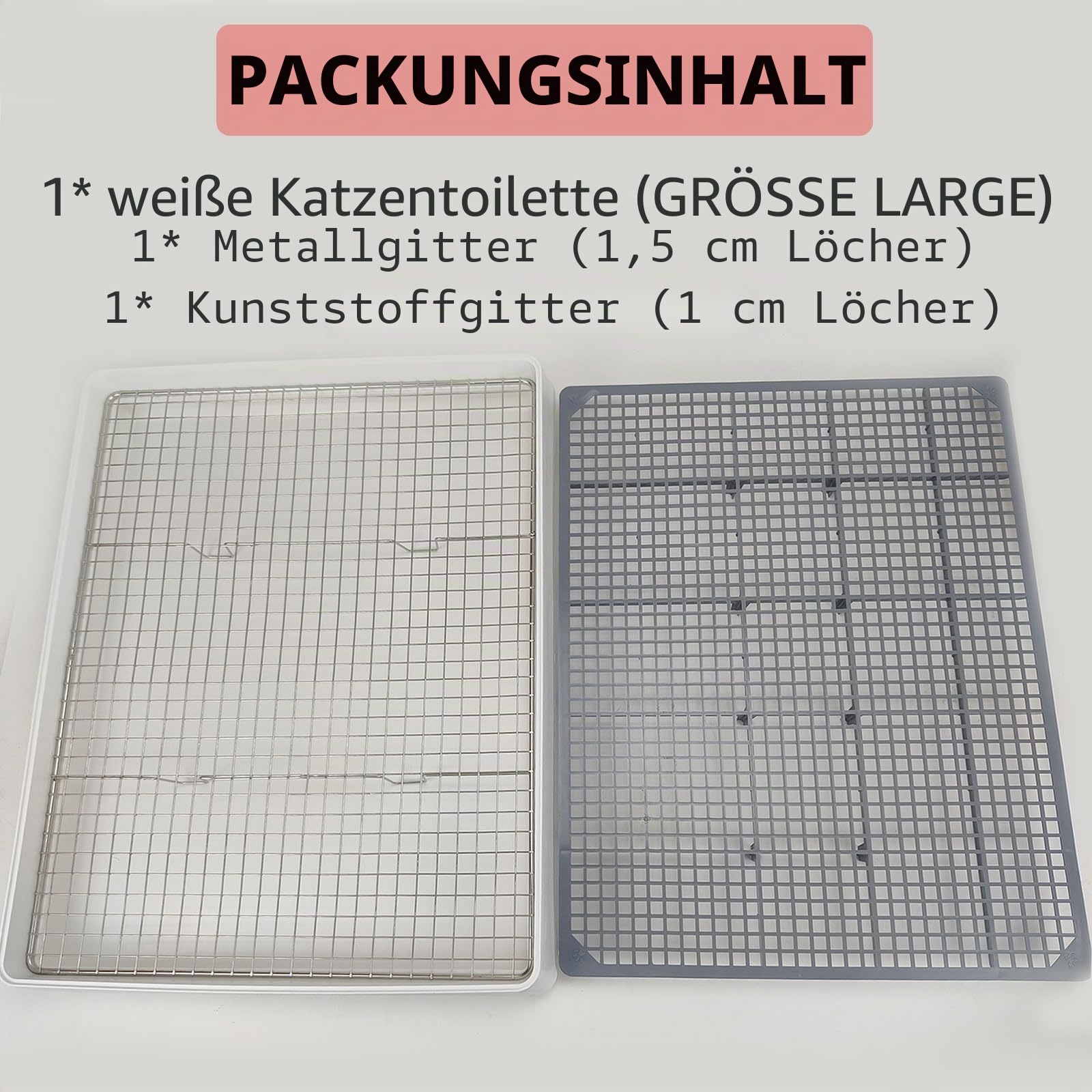 Oncpcare 22x18 Super Große Kaninchentoilette mit 2 Rosten (Metall & Kunststoff), Hasenklo für Käfig, Kleintier-Töpfchentrainer für ausgewachsene Kaninchen Flämisch Riesenkaninchen