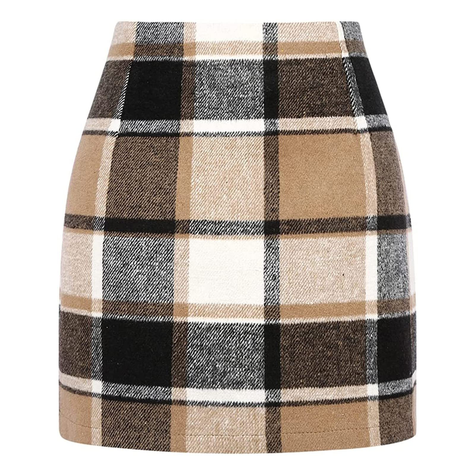 Plaid Skirts for Women High Waisted Pencil Mini Skirt Vintage Christmas Buffalo Plaid Skirt Bodycon Wool Winter Skirts