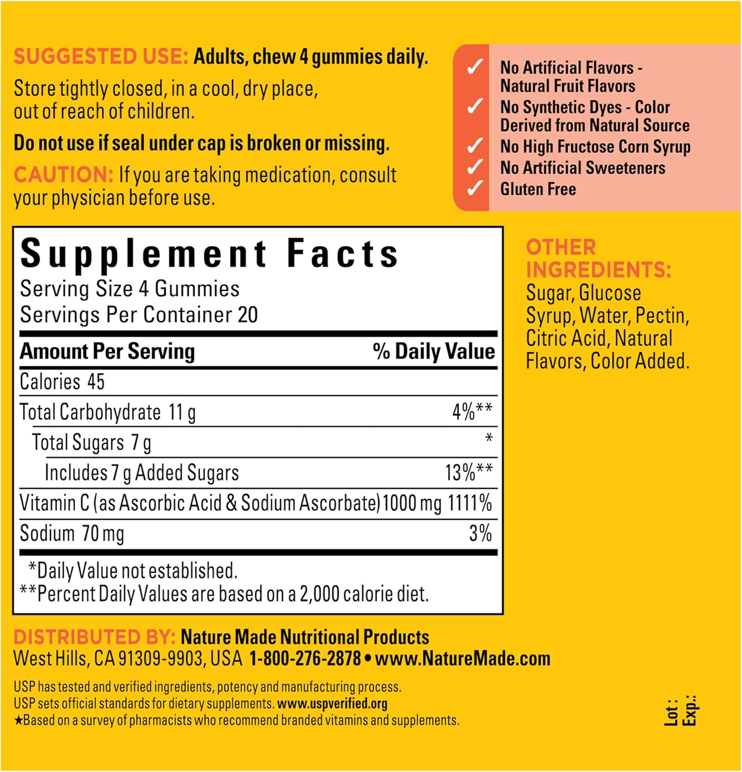 Nature Made Maximum Strength Dosage Vitamin C 1000mg per Serving, Immune Support Vitamin C Gummies for Adults, 80 Gummies, 20 Day Supply - Image 8