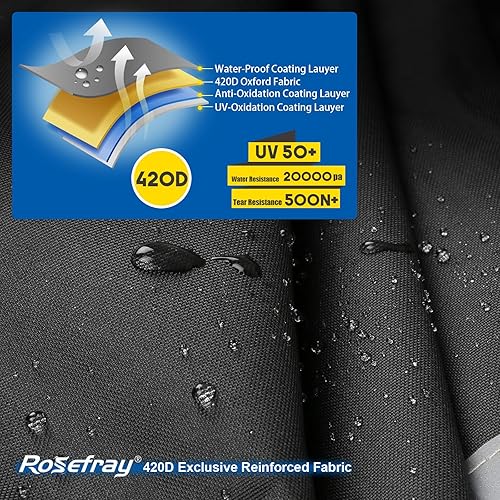 Miniatura 2 de Rosefray Funda para cortacésped de giro cero, tela impermeable de grado marino 420D, ajuste universal para John Deer, Cub Cadet Zero Turn Up hasta