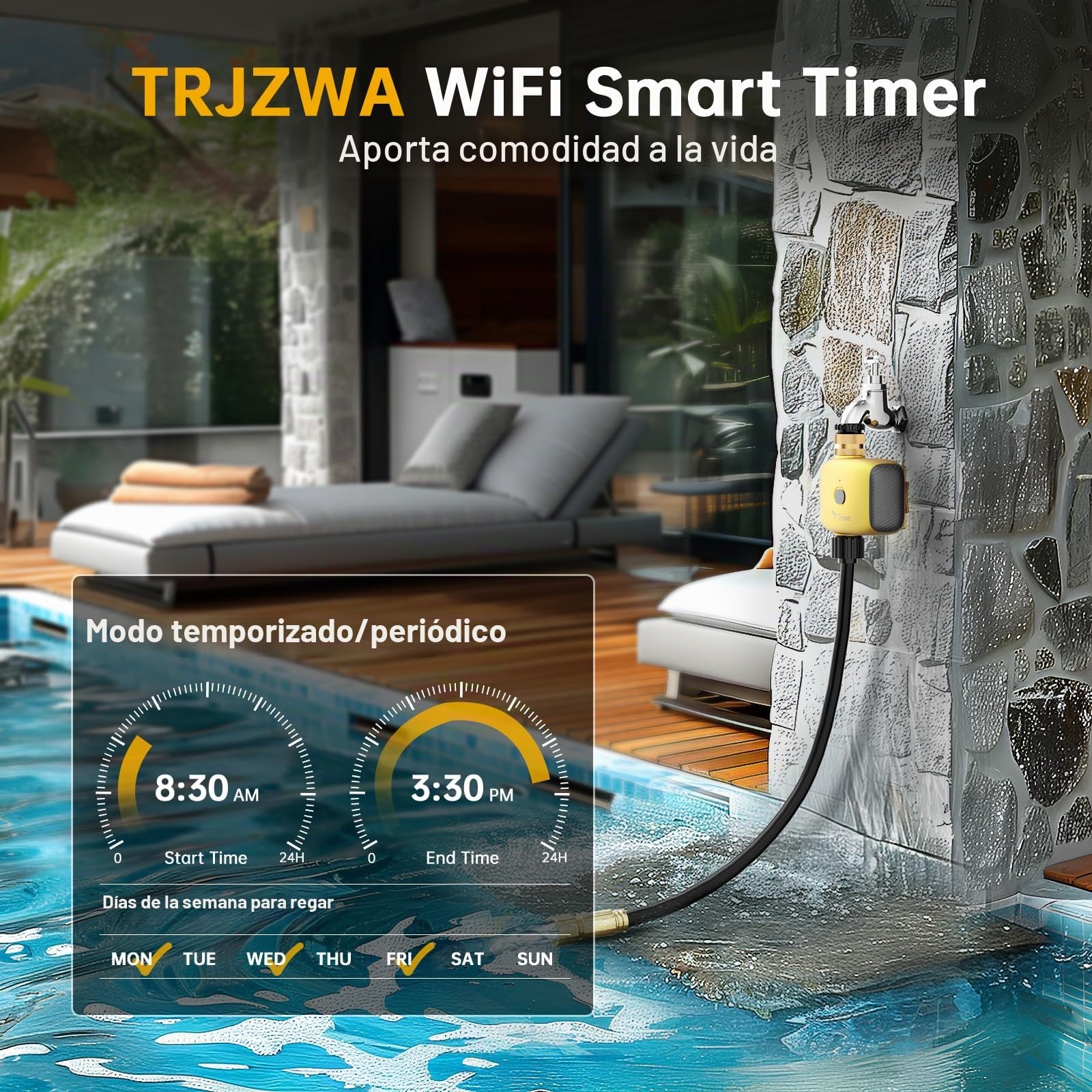 Temporizador de Riego WiFi, con Concentrador WiFi para Control Remoto, para Jardín, Invernadero,Césped, Inteligente WiFi Sistema de Riego, con Entrada de Latón