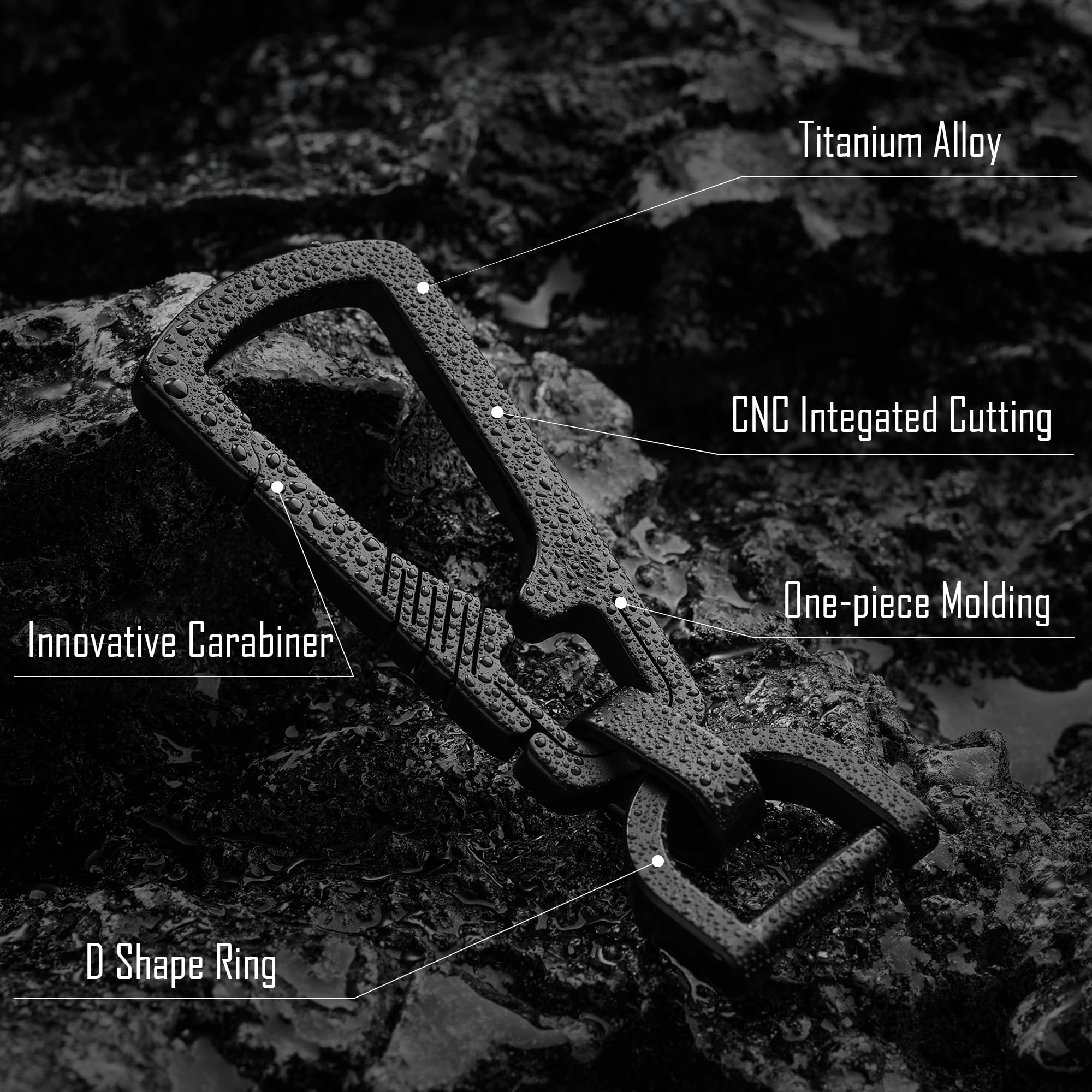 KeyUnity Clip Porte-CléS Mousqueton en Titane, Mousqueton Porte Clé, Porte Clef Homme, Organisateur De Porte-CléS EDC à DéGagement Rapide avec Porte-CléS, pour Usage Quotidien, Alpinisme