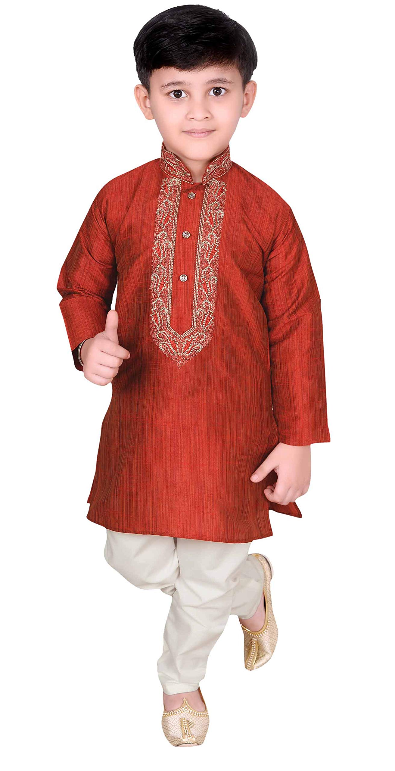 Desi Sarees Boys Kurta Pajama Salwar Kameez Bollywood Theme 957 (12 Maroon)