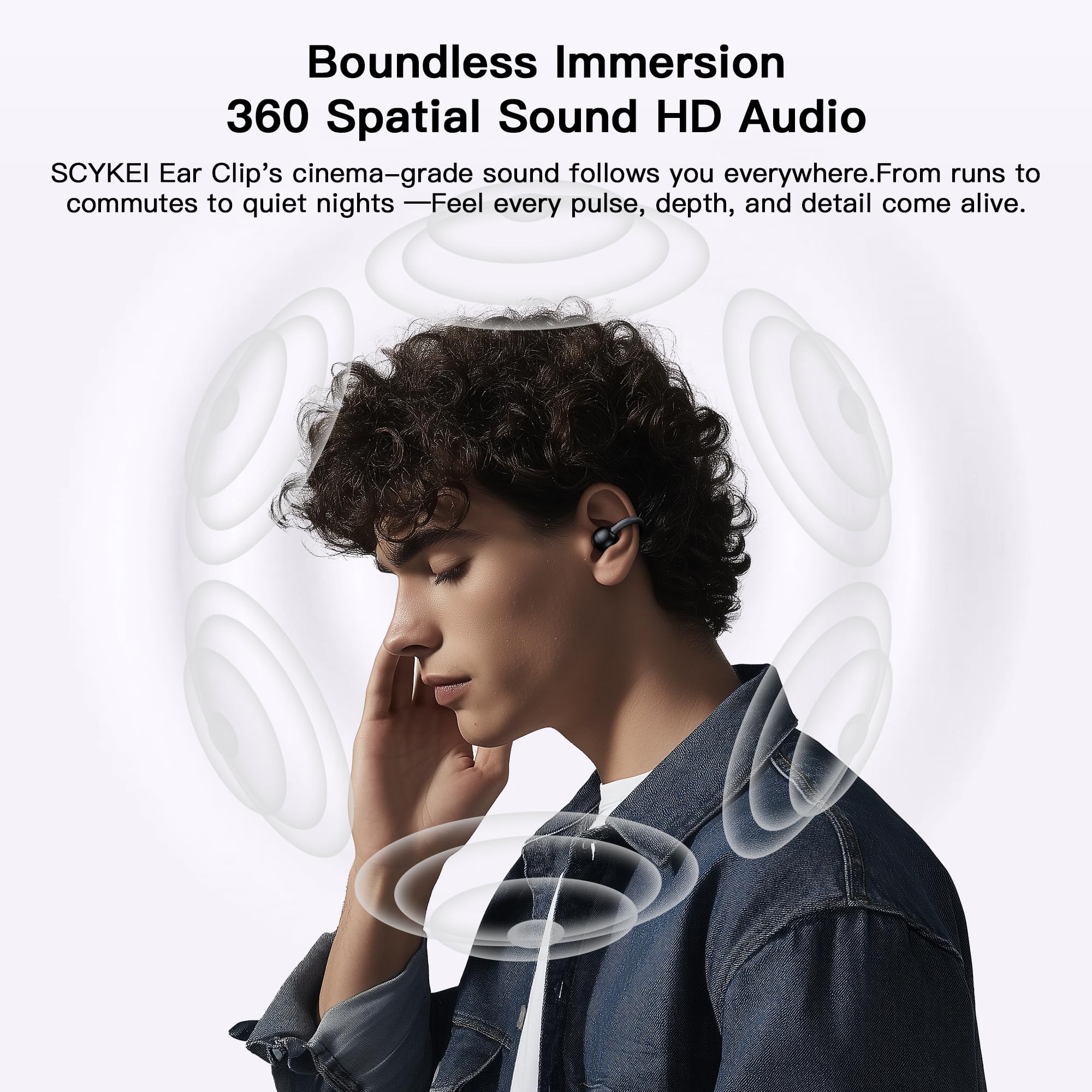 Cuffie aperte OWS da appendere auricolari wireless Bluetooth 5.4 con microfono IPX4 impermeabile 30H riproduzione sportiva a conduzione ossea auricolari adatti per orecchie piccole e portatori di
