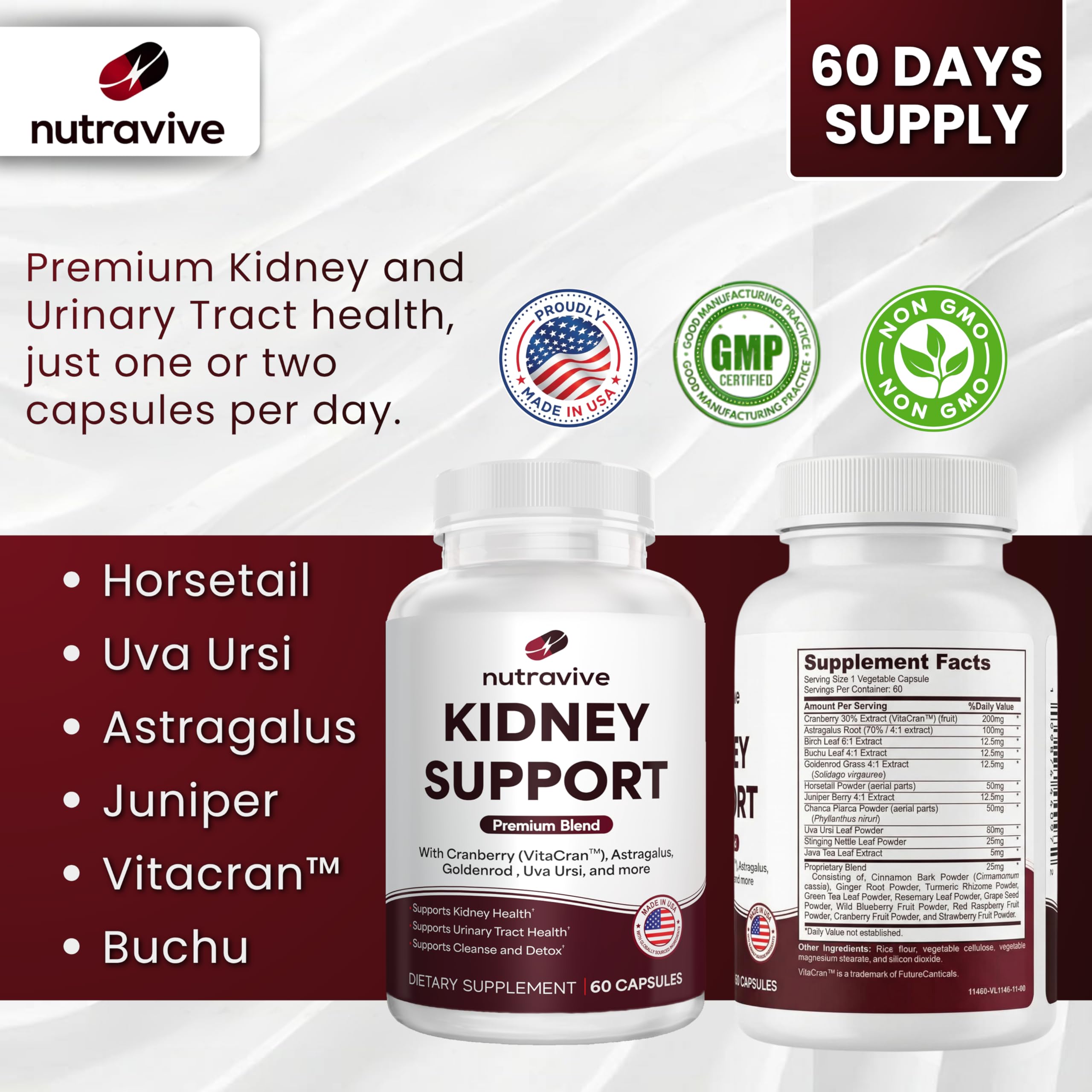 Kidney Cleanse & Support - Cranberry, Astragalus - 60 Capsules — Amazon image 9