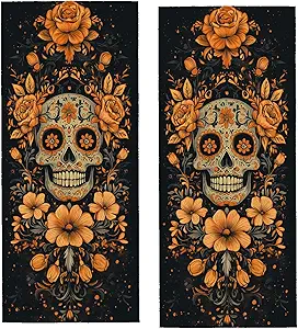 Sugar Skull Hand Towel for Bathroom 2 Pack,Soft Microfiber Face Towels for Bath,Kitchen,Spa,and Gym,Decorative Absorbent Polyester Towels,Perfect for Home or Hotel Decor 14.5x28in