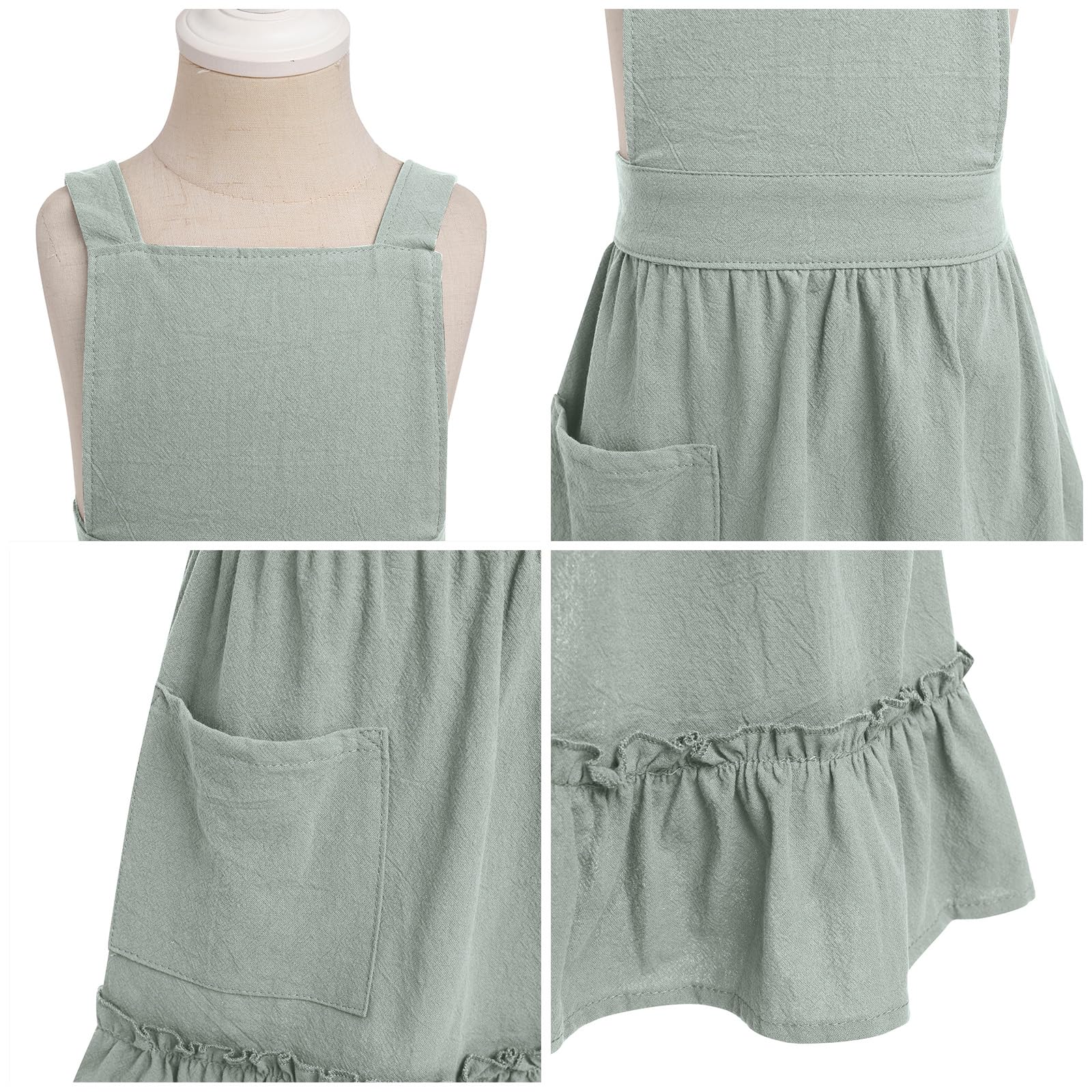 ODIZLI Delantal con volantes para mujer, de algodón, espalda cruzada, vintage, con volantes, para jardín, cocina