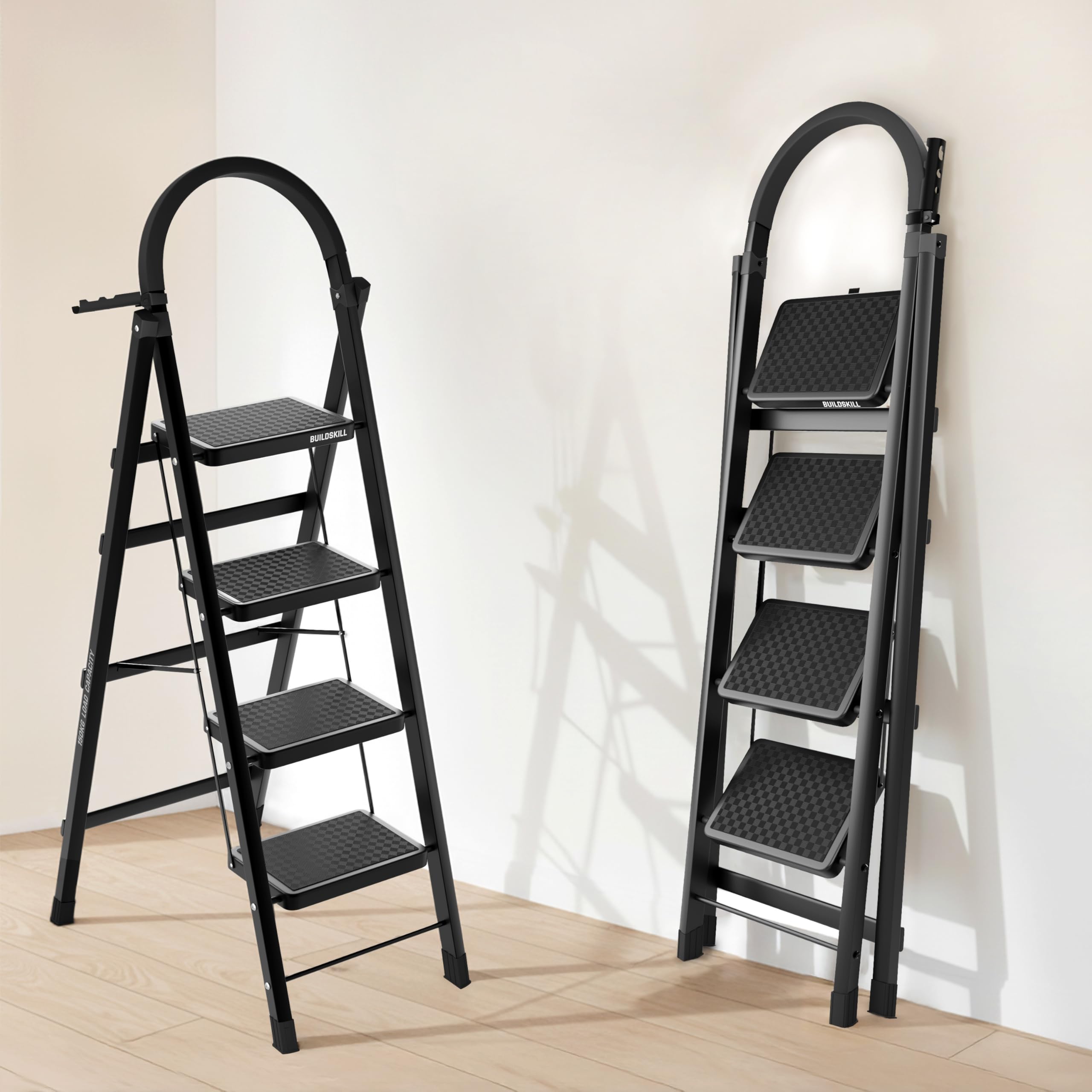 BUILDSKILL Ladder for Home 7 Steps Foldable with Built-in Tool Tray | Heavy Duty D Shape Rods | 20 x 30cm Large Platform | Wide Rubber Feet | Secure Lock | 150Kg Capacity - 5 Years Warranty — Amazon image 12