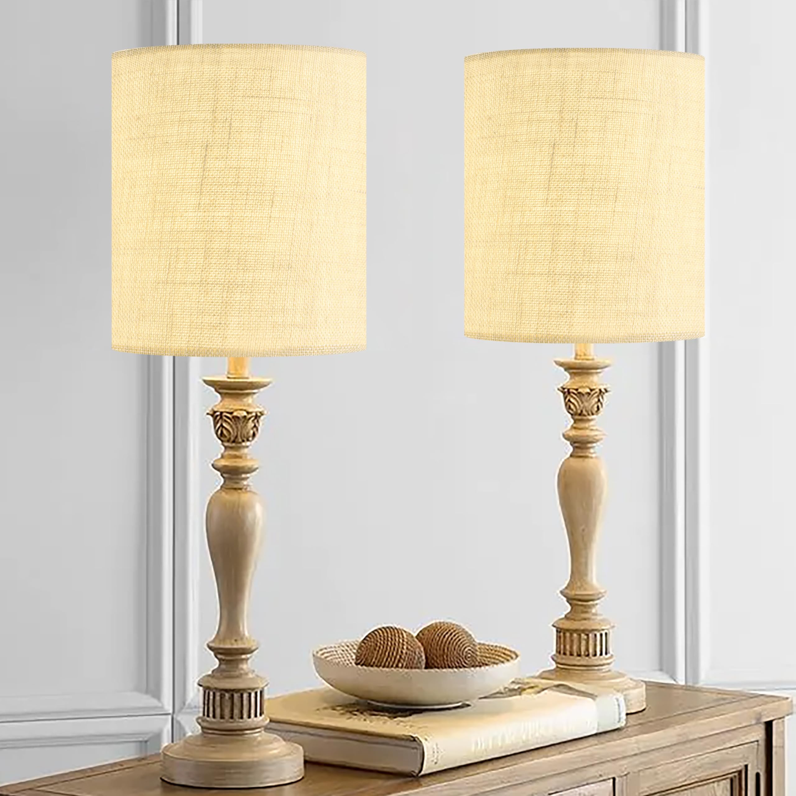 GO&SO Jute Lampenschirm, Trommelform, 27,4 Cm Hoch – Naturlook Für Tisch- & Nachttischlampen, Spinnenmontage