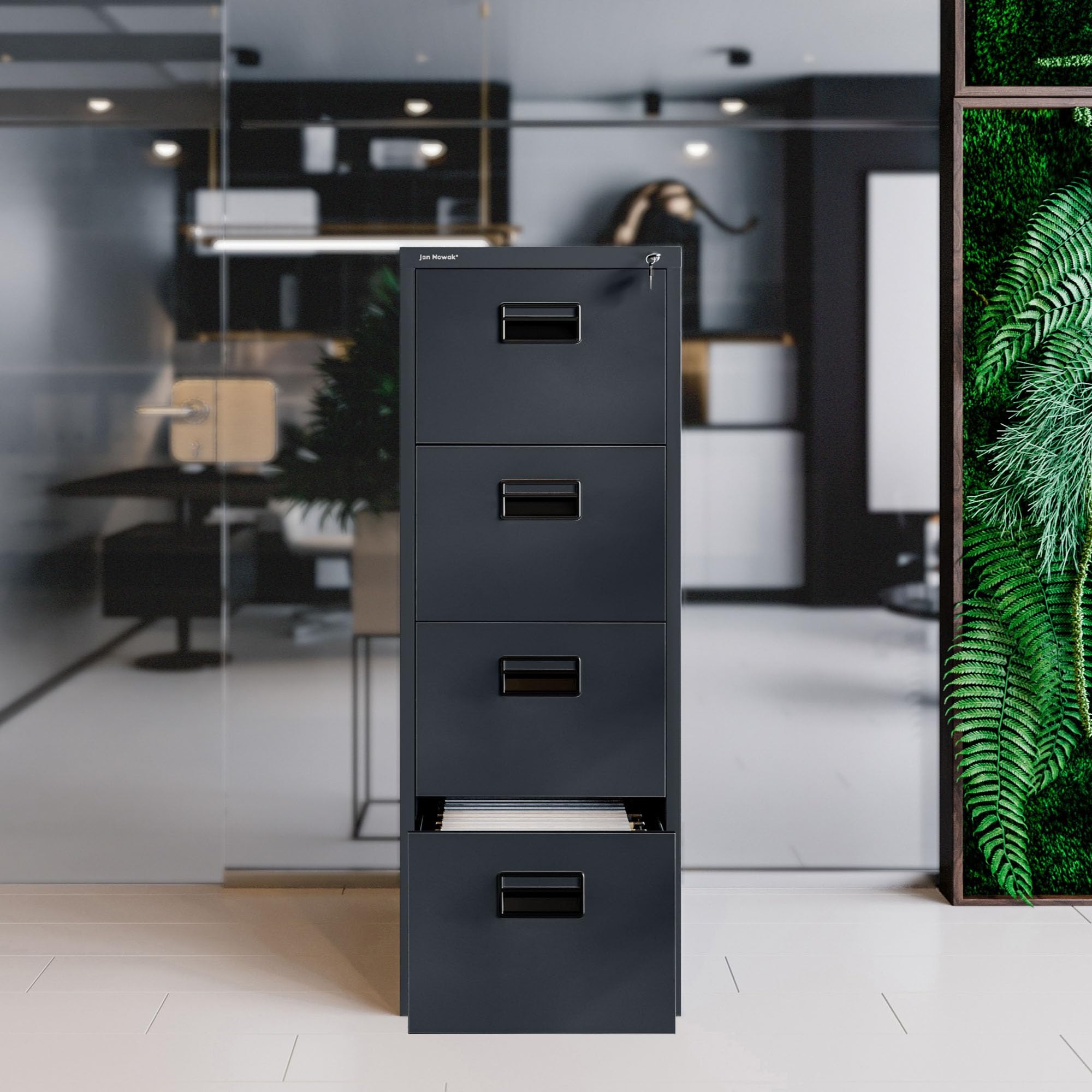 Jan Nowak Armoire pour Dossiers Suspendus Métallique avec 5 Tiroirs Revêtement en Poudre Tôle d'acier Anthracite