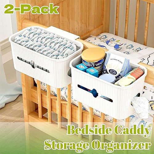 Vista 2 de Caja de almacenamiento para mesita de noche, organizador de pañales para cama de niños, cuna, corral, corralito, dormitorio del bebé, artículos
