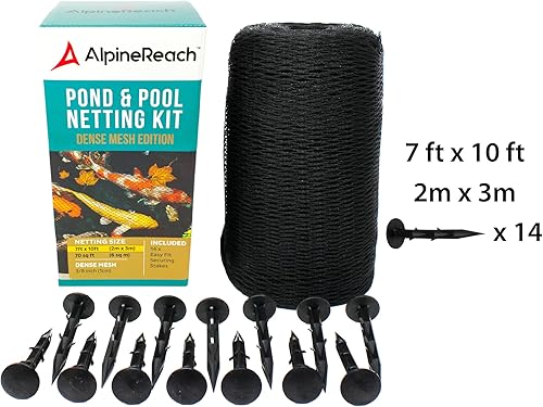 Miniatura 9 de AlpineReach Kit de red Koi para estanque de 14 x 14 pies, cubierta de red de malla fina tejida de color negro resistente para hojas, protege a los