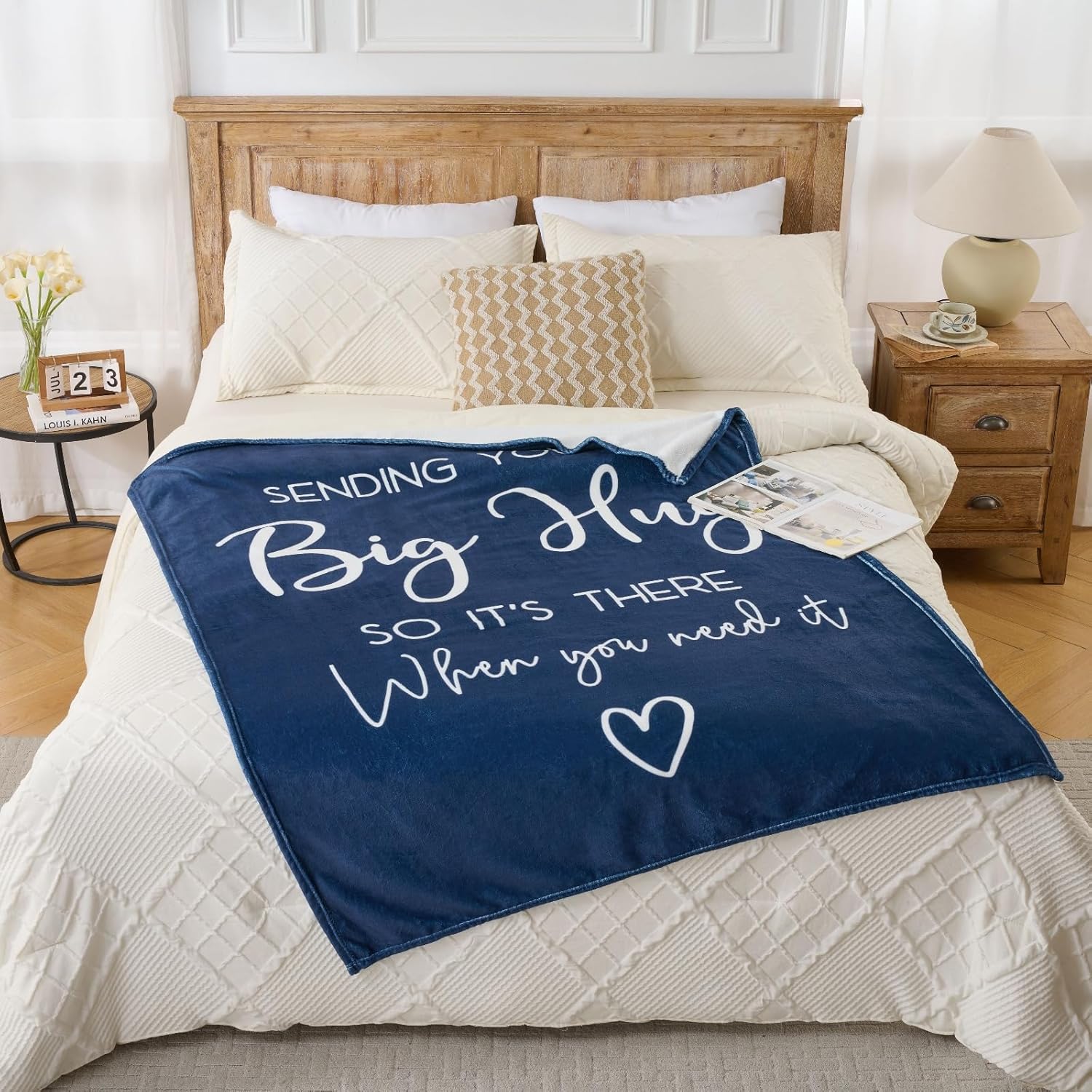 Thinking of You Gifts for Women Men – Get Well Blanket 50x60 Inch, Navy Flannel Comfort Hug Blanket, Sympathy Throw for After Surgery, Chemo, Illness, Recovery - Image 3