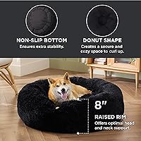 Vista 3 de Bedsure - Cama relajante para perros medianos - Cama lavable para mascotas en forma de dona, 30 pulgadas, antideslizante, redonda, de felpa mullida