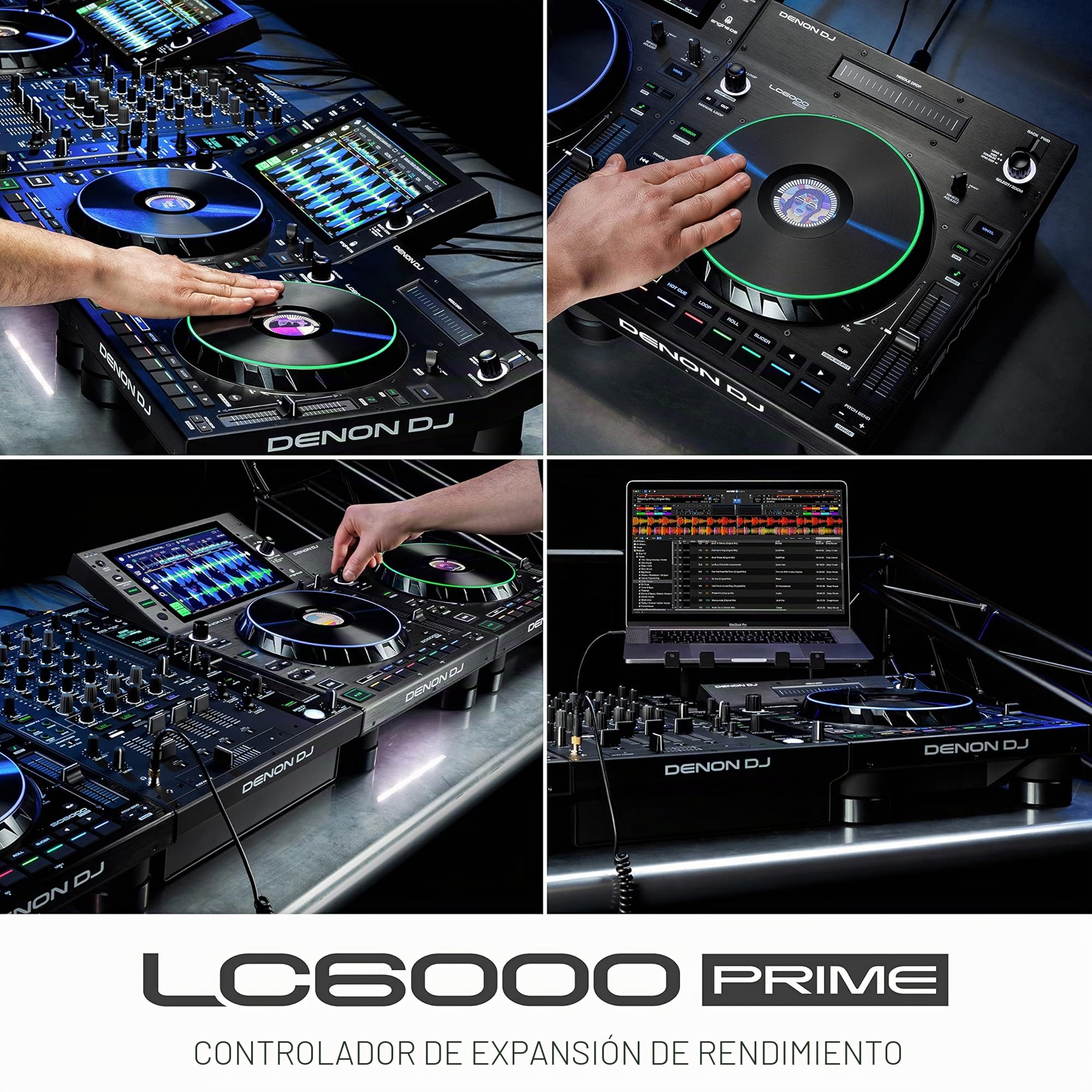 Denon DJ LC6000 - Controlador USB DJ para motor OS Media Player Control de subcapa para Serato DJ, Virtual DJ y Algoriddim djay Pro AI