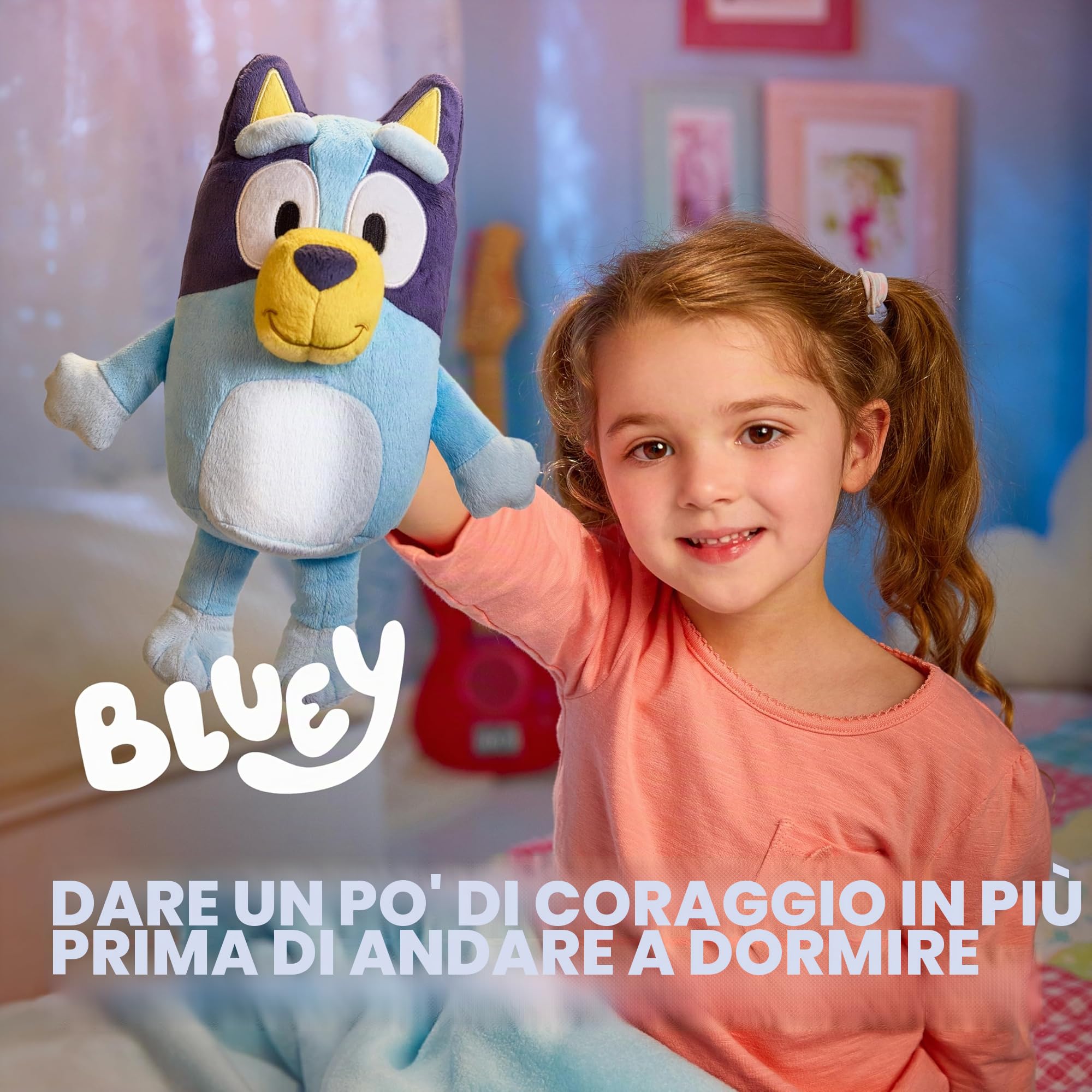 Bluey Goglow, amica per la nanna 2 in 1, peluche e luce notturna LED con spegnimento automatico dopo 10 minuti, multicolore, prodotto ufficiale Bluey, 14337.AF0.0000