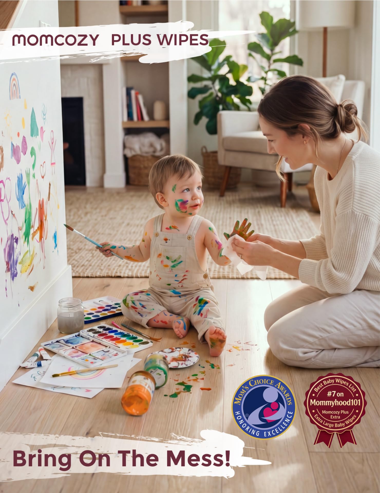 Momcozy Toallitas húmedas para bebés con diseño extra grande, 99% a base de agua, sin fragancia e hipoalergénicas, toallitas limpiadoras e hidratantes para pieles sensibles, 8 paquetes