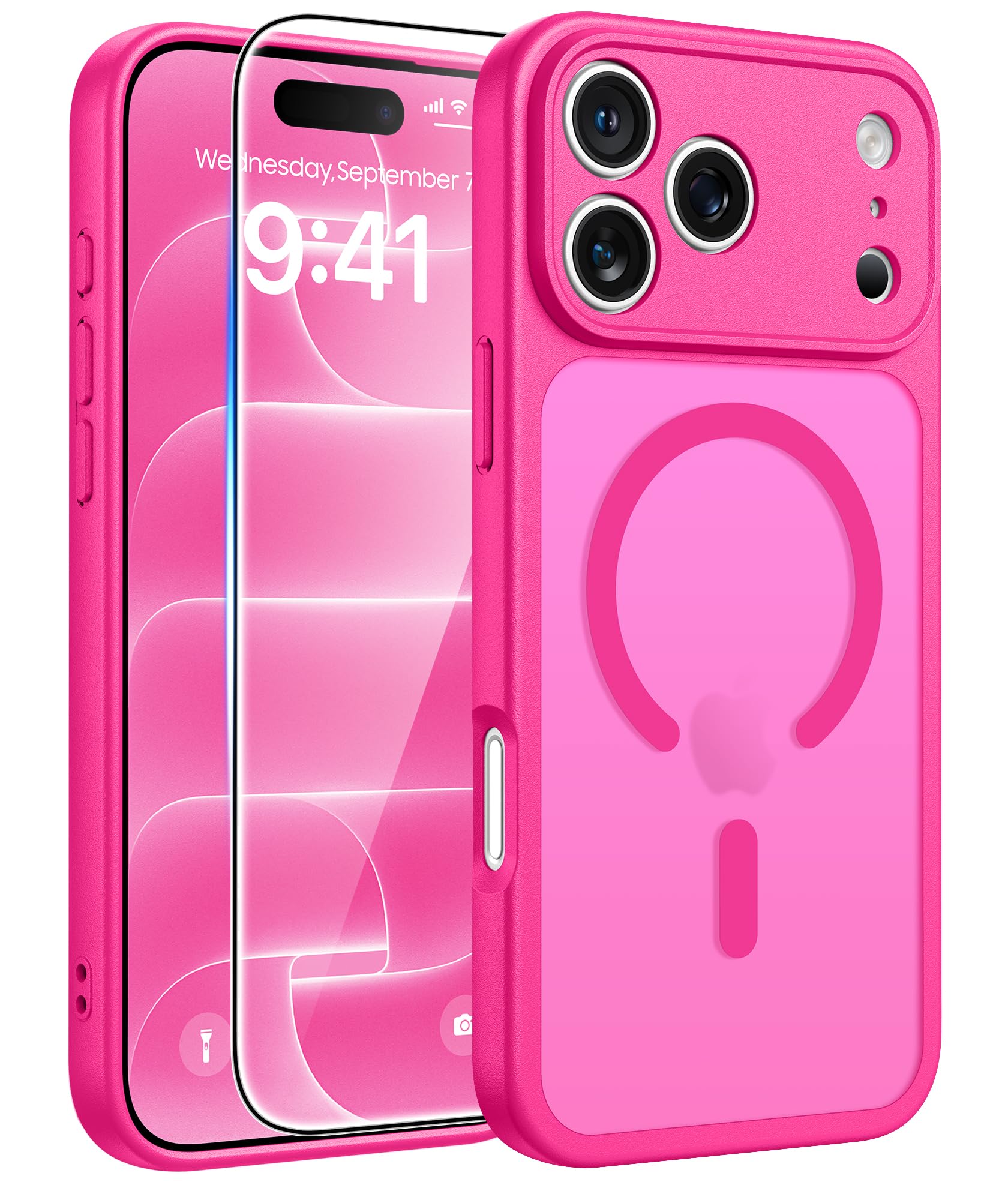 FNTCASE for iPhone 18 Pro Case/iPhone 17 Pro Case, Fit for Magsafe Hot Pink