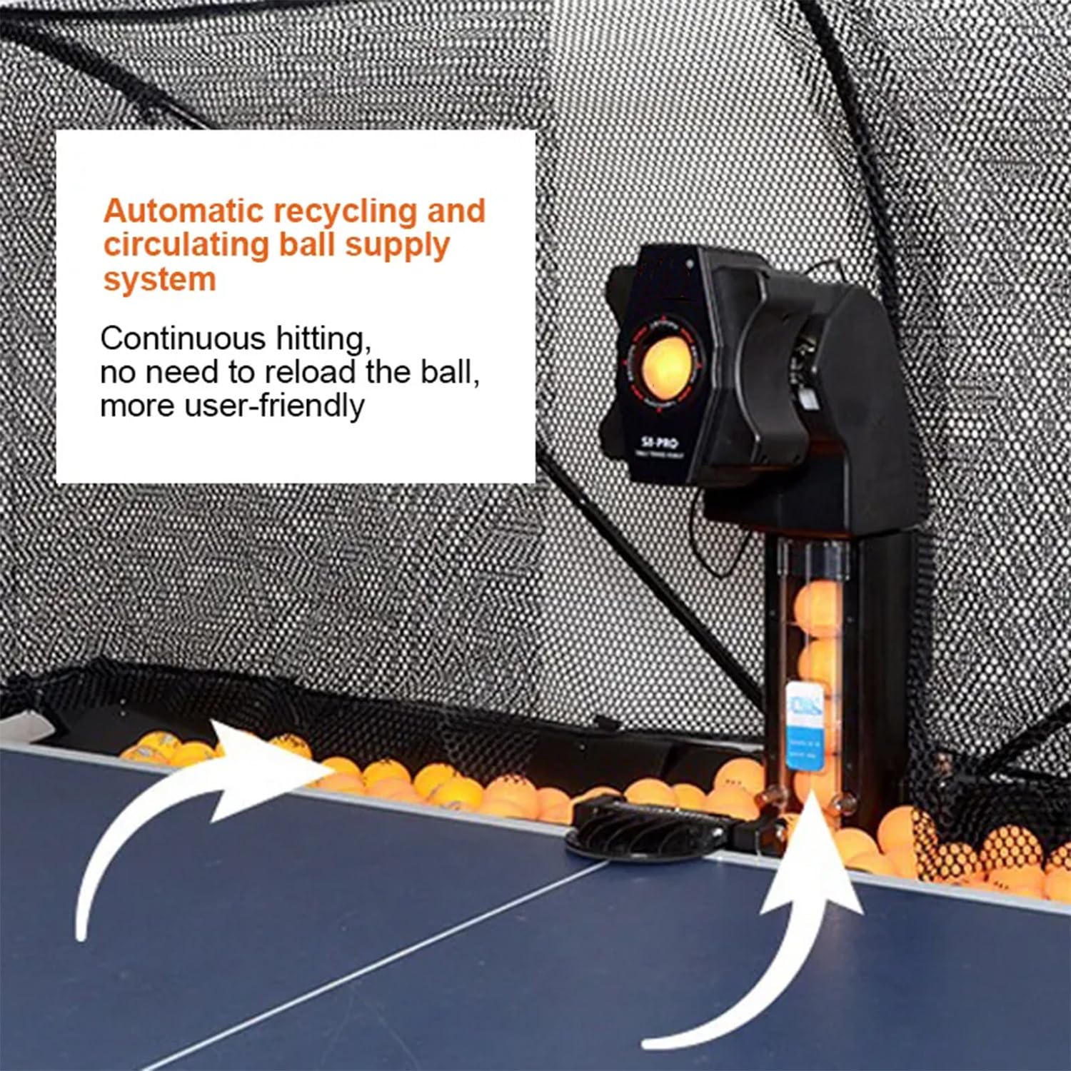 Ping-Pong-Maschinen-Trainingsroboter Mit 9 Arten Rotierender Bälle Und 4 Trainingsmodi, Einstellbarem Abwurfpunkt, 300+ Große Kapazität, Automatische Ballsammlung