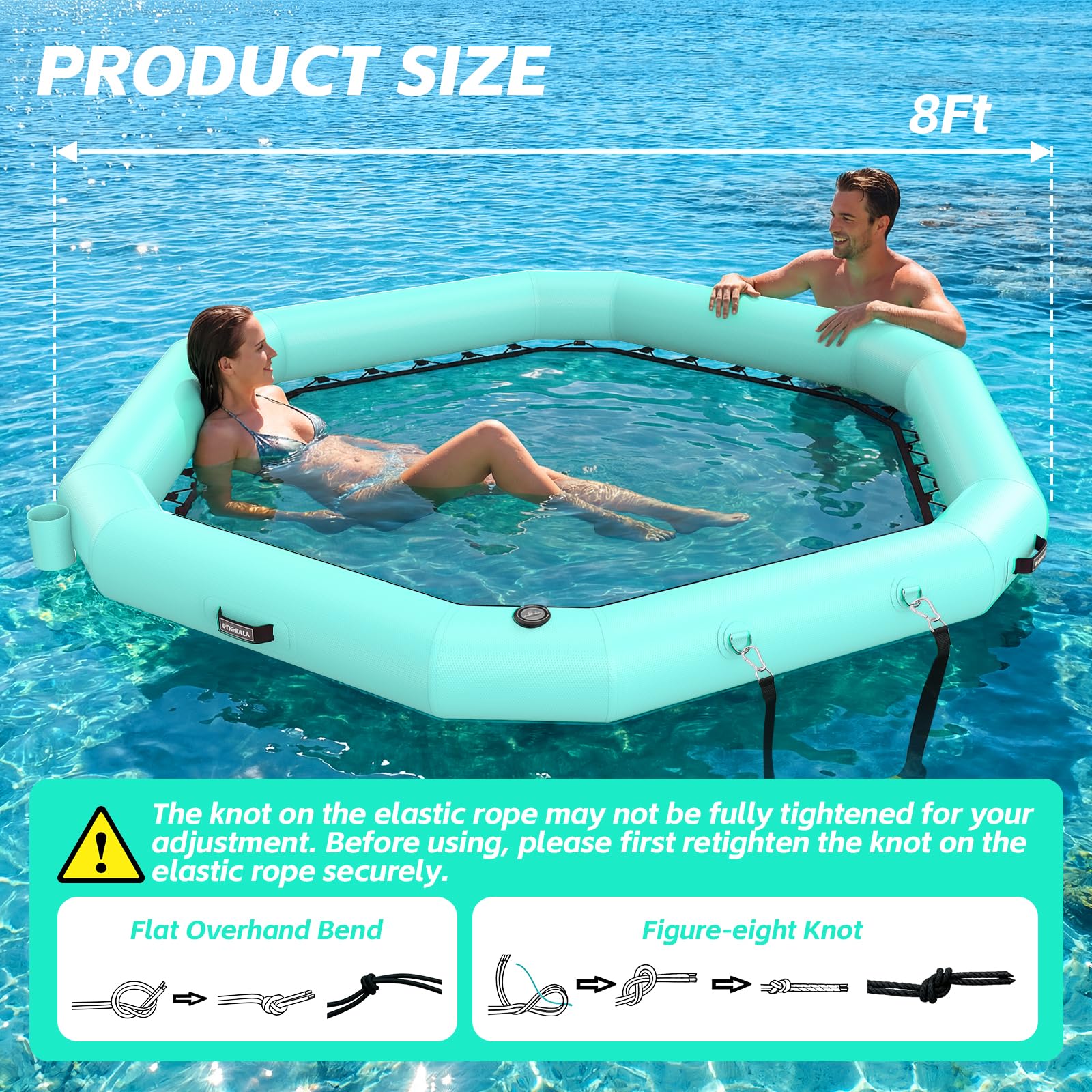 Muelle flotante inflable, plataforma flotante inflable hexagonal para adultos,Muelle flotante con escalera para piscina, lago, playa