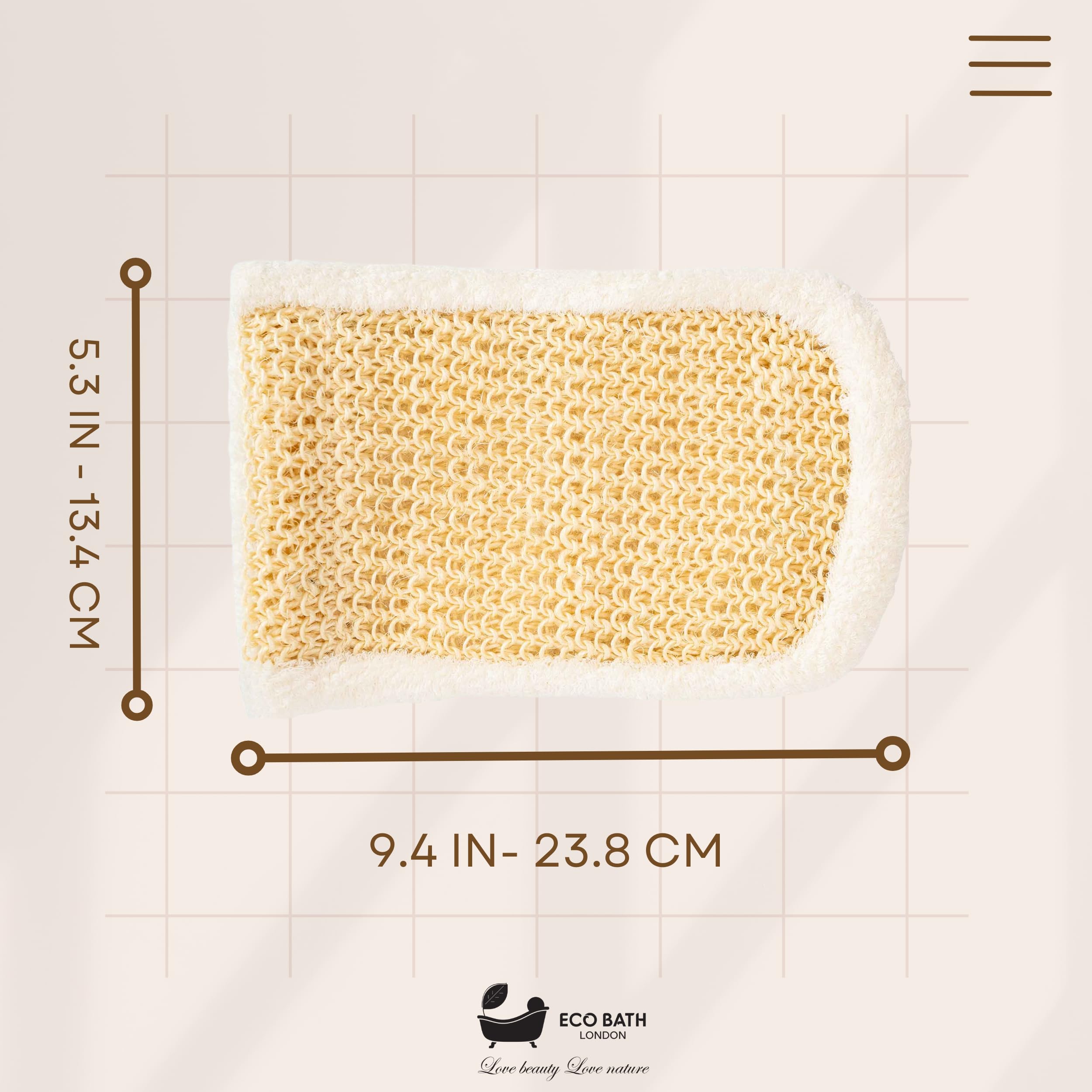 Eco Bath London Guante de masaje de bambú y algodón, guante exfoliante hecho a mano de primera calidad para exfoliación corporal, guante exfoliante para piel suave, algodón natural y bambú