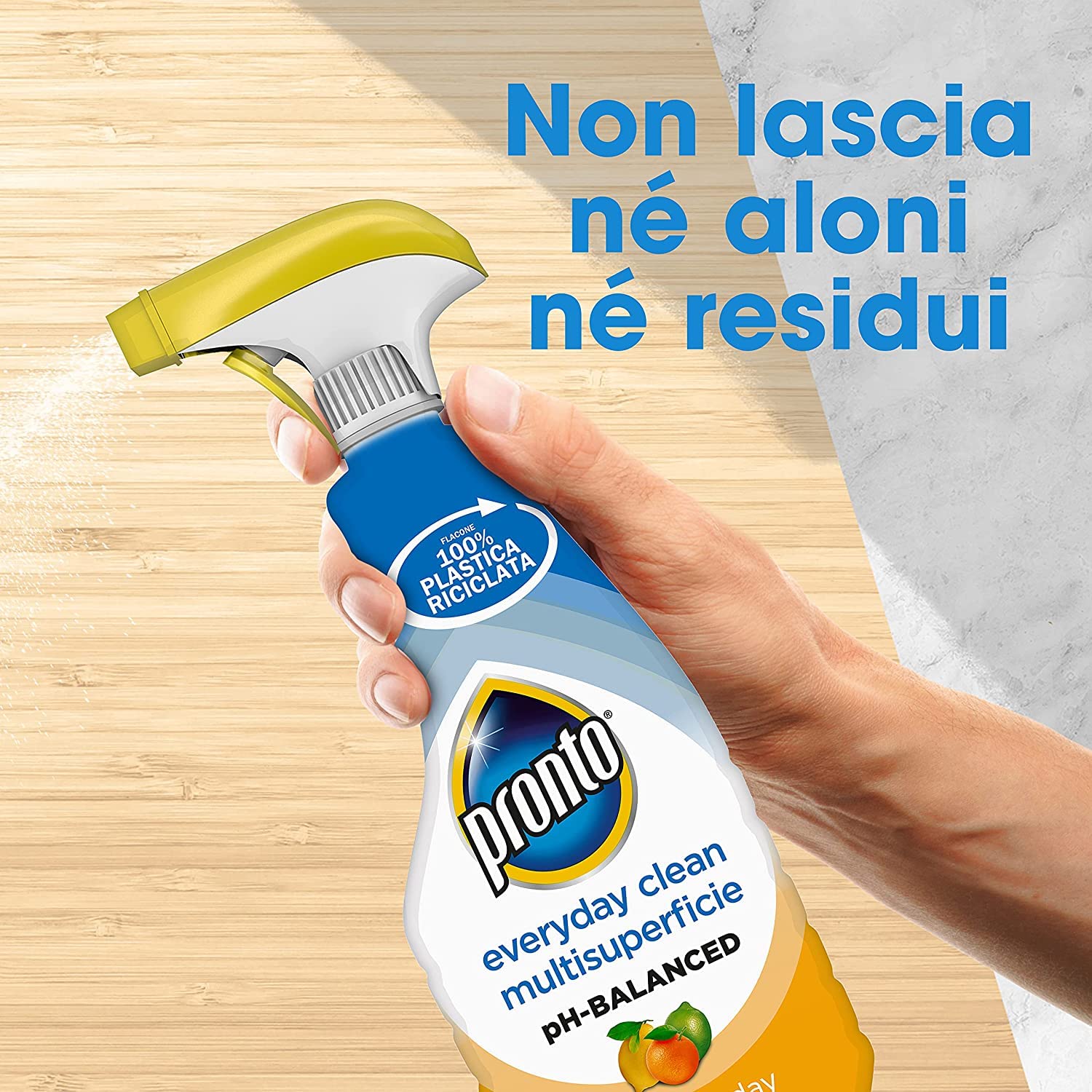 Pronto Detergente Multisuperficie Agrumi - Limpiador multisuperficie con equilibrio de pH, aroma cítrico, botella reciclable, paquete de 500 ml