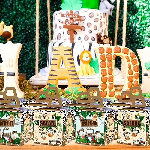 Miniatura 8 de 24 cajas de regalo de fiesta de safari de ratón de la selva, suministros de decoración de fiesta de cumpleaños de safari de ratón, caja de regalos