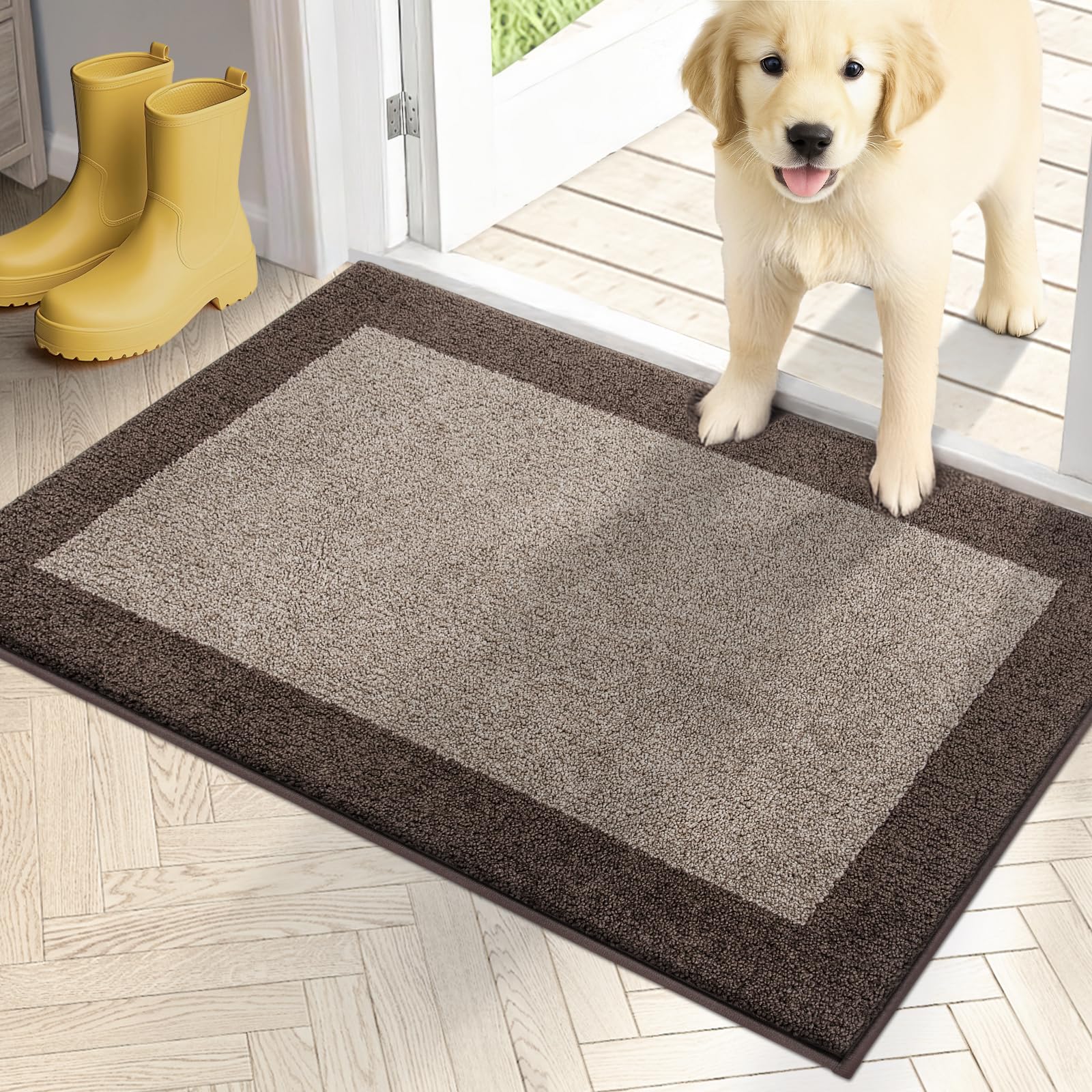 PURRUGS Dirt Trapping Door Mat 20" x 32", Non-Slip Washable Entry Mat, Dog Doormat, Front Door Mat, Super Absorbent Entrance Mat for Muddy Shoes &