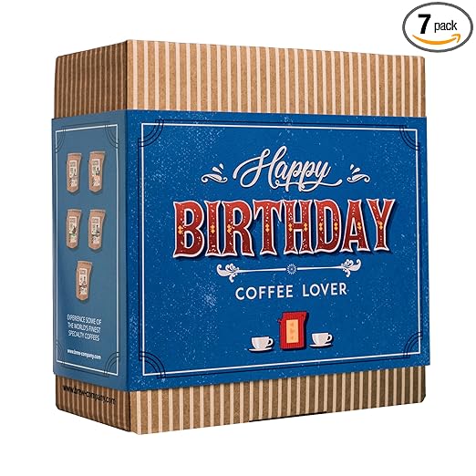 Gourmet Birthday Coffee Gift Set for Men & Women - 7 World's Finest Single Origin Specialty & Organic Coffees in Innovative Brewers | Sampler Box for Coffee Lover to Brew & Enjoy Anytime, Anywhere