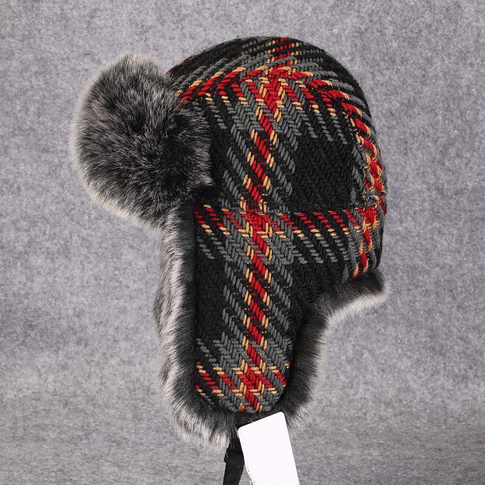 Cappelli Invernali, Cappello Cappello da Aviatore Cappello con paraorecchie in Pelliccia Sintetica Caldo Inverno per Uomo(A-60cm)