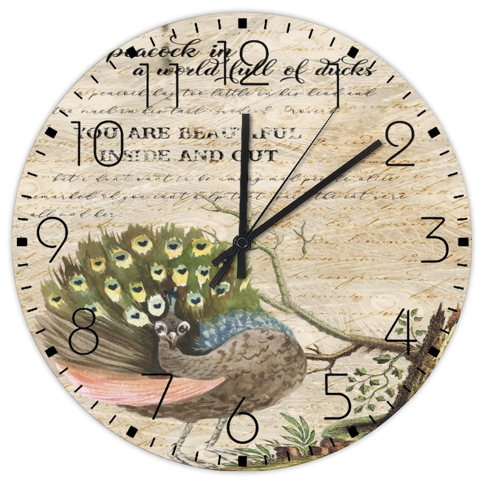 Horloge murale en bois sans tic-tac silencieuse pour couloir et loft