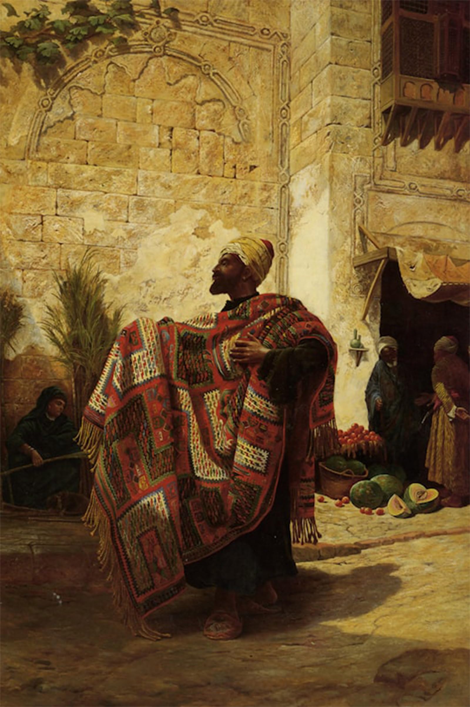 SERENDIPITP Vintage Picture Print on Canvas Wall Art Poster the Carpet Seller by Charles Robertson Artwork Print Poster for Wall Decor 60x90cm