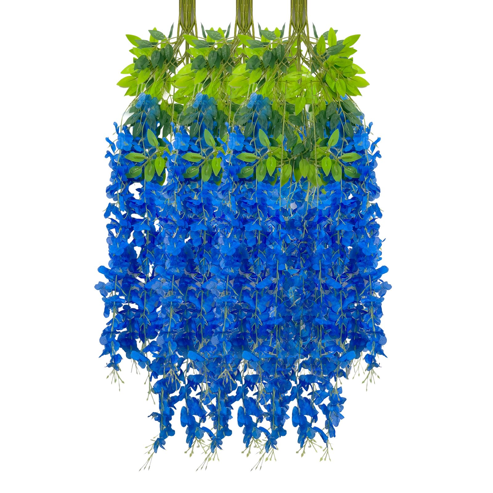 12 Pieces Royal Blue Wisteria Hanging Flower Garland, 10 m, Artificial Wisteria, Artificial Vines, Hanging Garland for Background, Outdoor, Yard, Garden Decoration — image 1