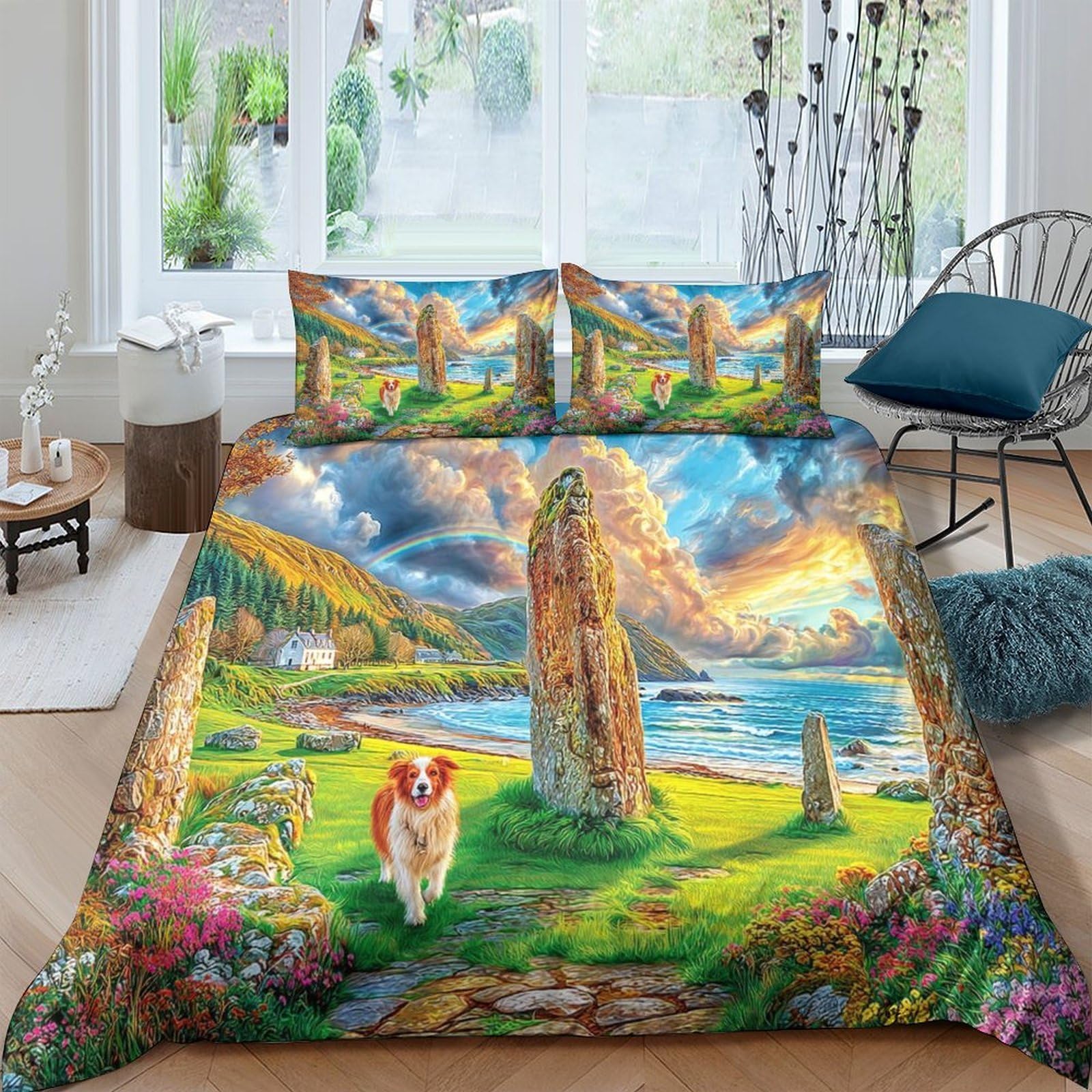 Parure de lit enfant et ado avec housse de couette 3D grand lit 260x220cm Plaine de Salisbury