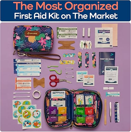 Vista 30 de KEEP>GOING - Kit infantil de primeros auxilios, para viajes, 130 piezas, botiquín para automóvil, hogar, bolso, pañalera, apósitos sin látex