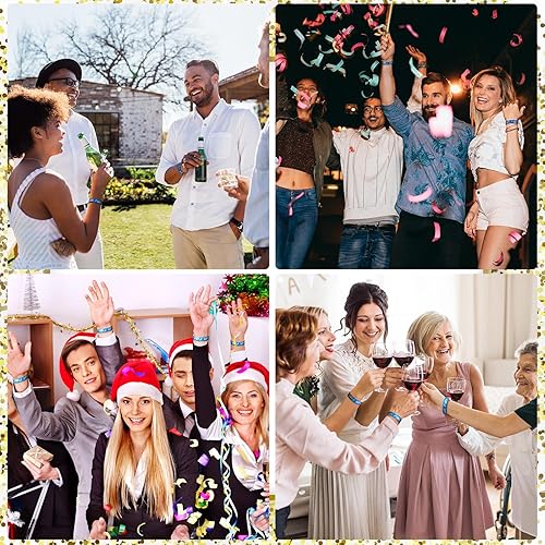 Miniatura 6 de Teling Paquete de 500 pulseras de plástico VIP para fiestas para eventos, pulseras personalizadas VIP, pulseras de plástico a prueba de desgarros,