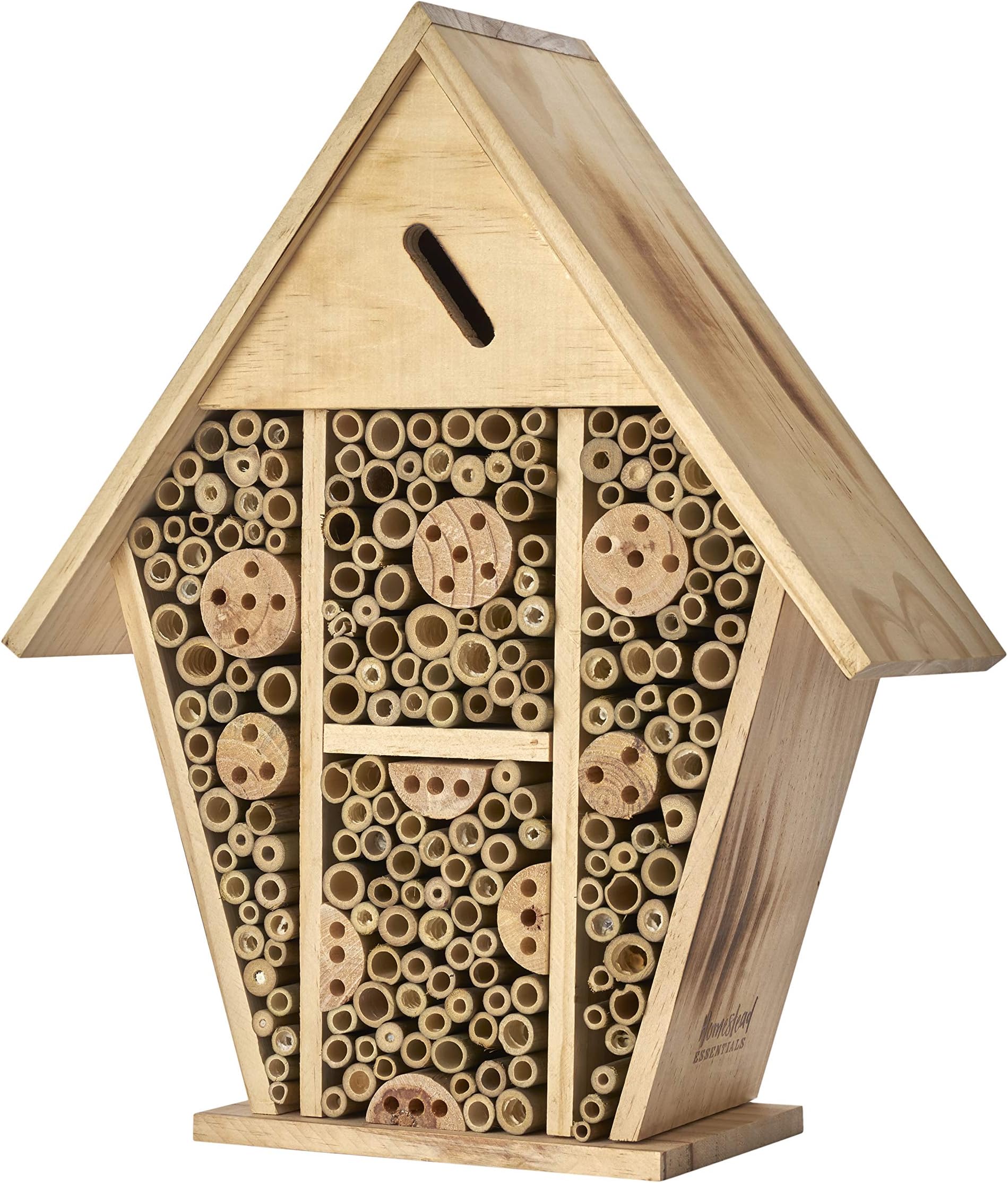 Large Native Leafcutter Bee and Mason Bee House | Bamboo Hollow Tubes and Flame-Treated Wood | Wall or Tree Mount