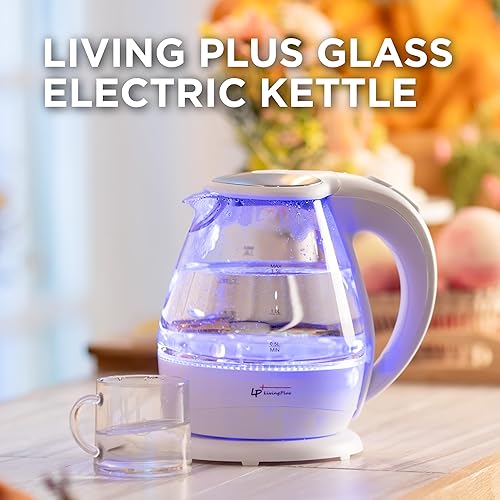 Miniatura 5 de Living Plus - Hervidor eléctrico de vidrio de 1,5 L, ebullición rápida, sin BPA, indicador LED, apagado automático