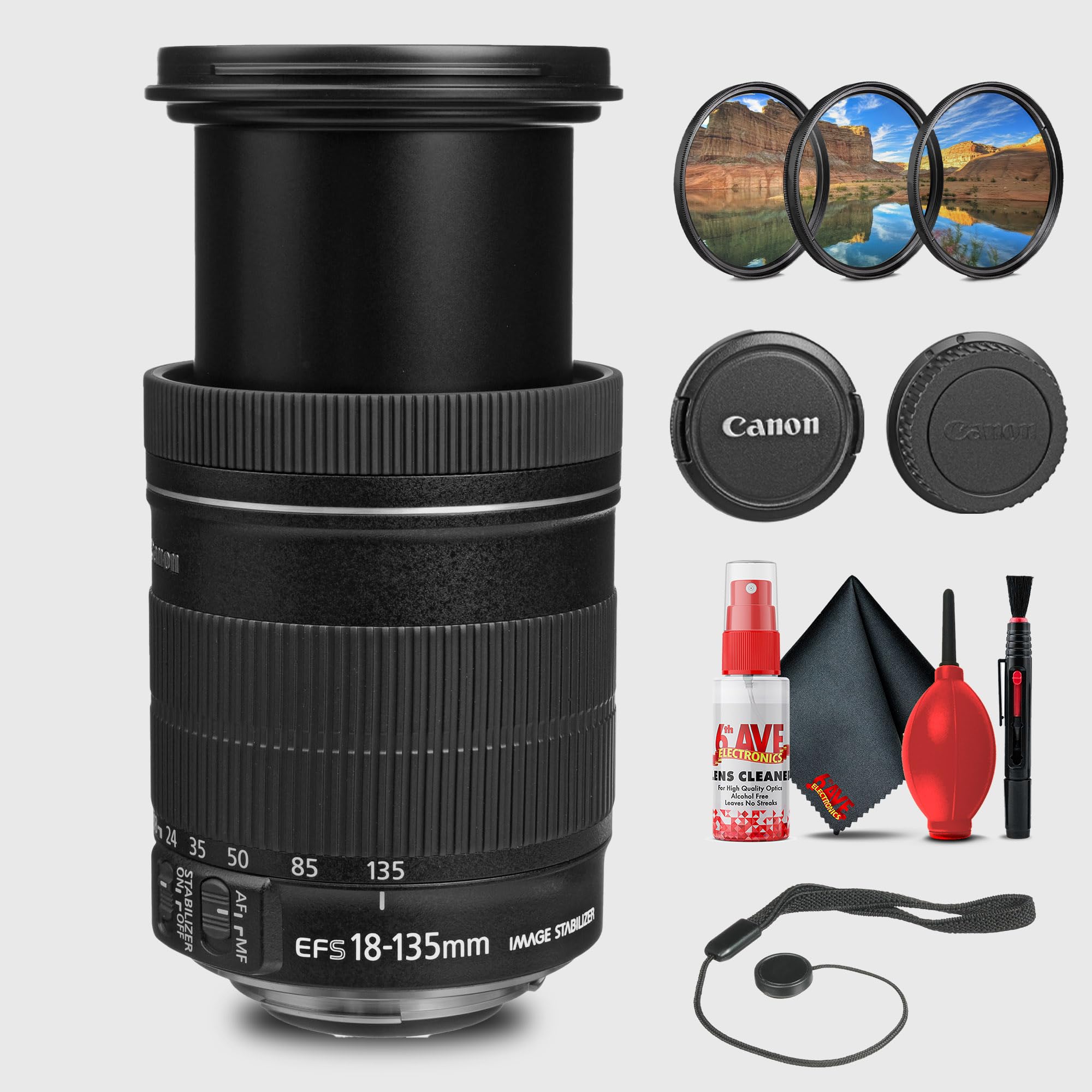 Canon EF-S 18-135mm f/3.5-5.6 is Lens with Filter Kit Cleaning Kit + Lens Cap Keeper