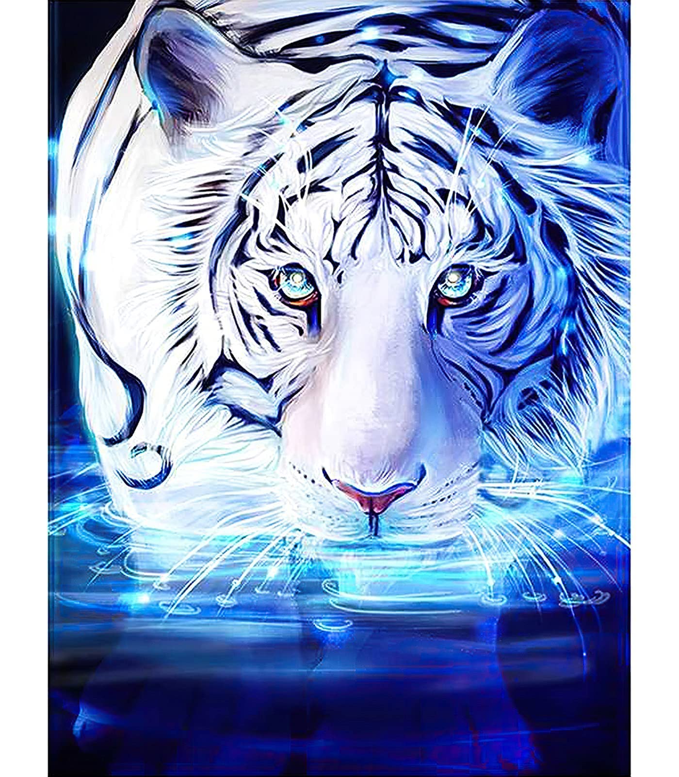 Diamond Painting Kits for Adults 5D DIY Tiger Diamond Art Paint with Round Diamonds Full Drill Gem Art Kit for Home Wall Decor