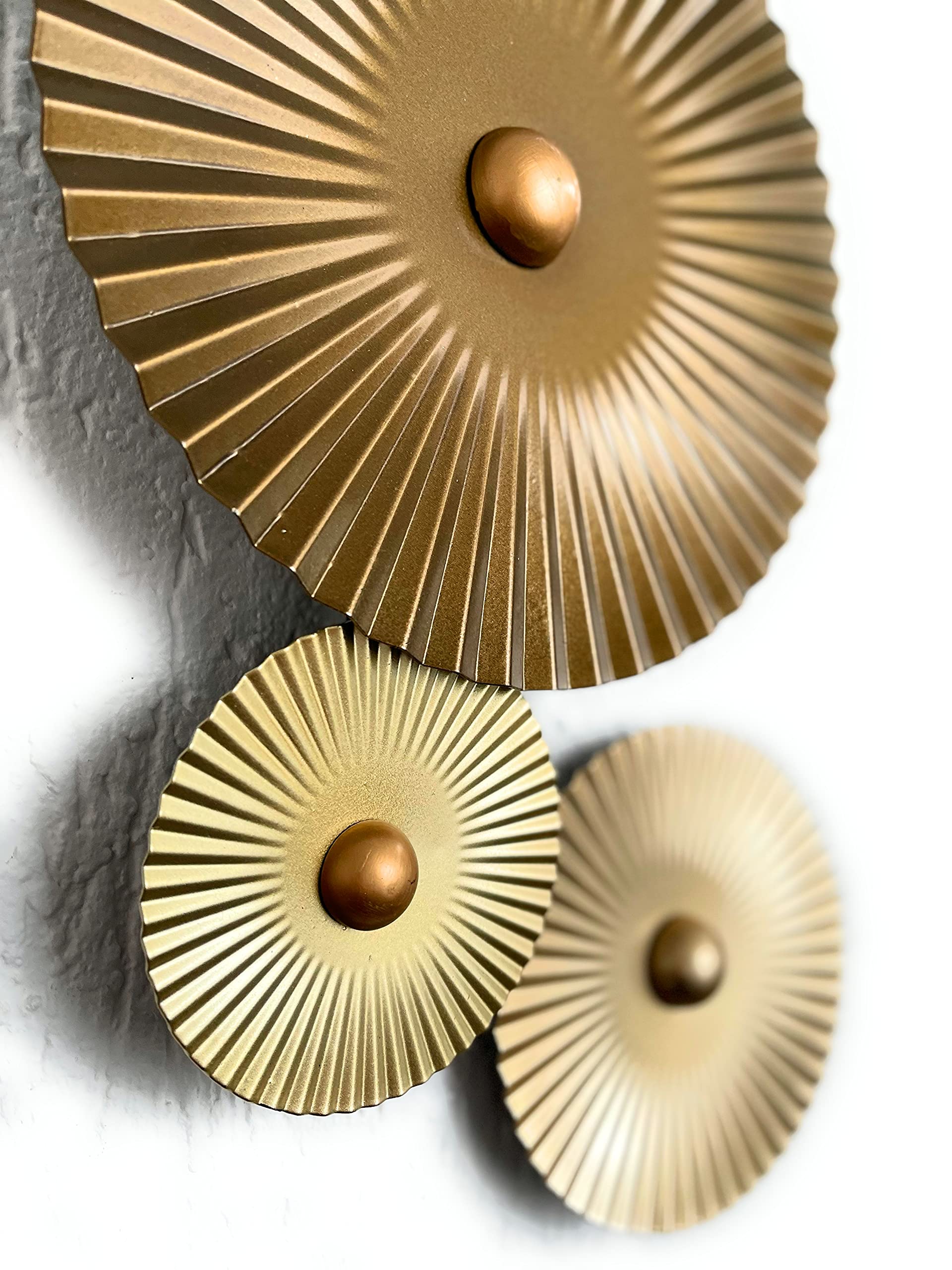 Mex Wandbild Metall Wanddeko Kreise Wandschmuck Braun Gold 27 x 64 cm Deko Wohndeko Modern