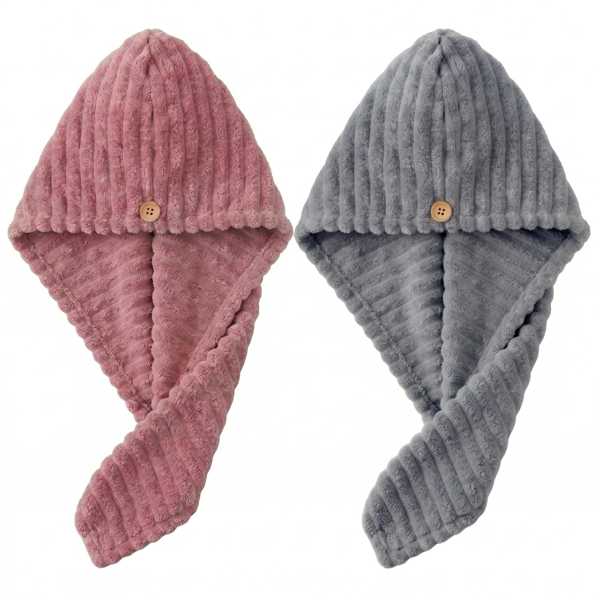 Cotton Bolls Textiles Hair Towel Wrap for Women-Quick Drying Microfiber Towel for Hair with Elastic Loop for Tying-Super Absorbent Head Towels Wrap for Ladies Hair Turban (Pack of 2, Grey-Mauve)-image-26