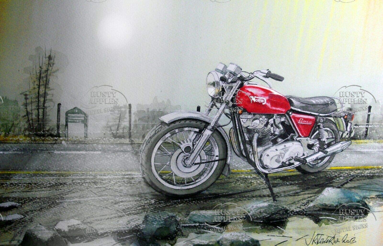 The Rusty Apples Metal Sign Co 1974 Norton Commando Interstate Great British Motorcycle – Metal Sign – 3 Sizes To Choose