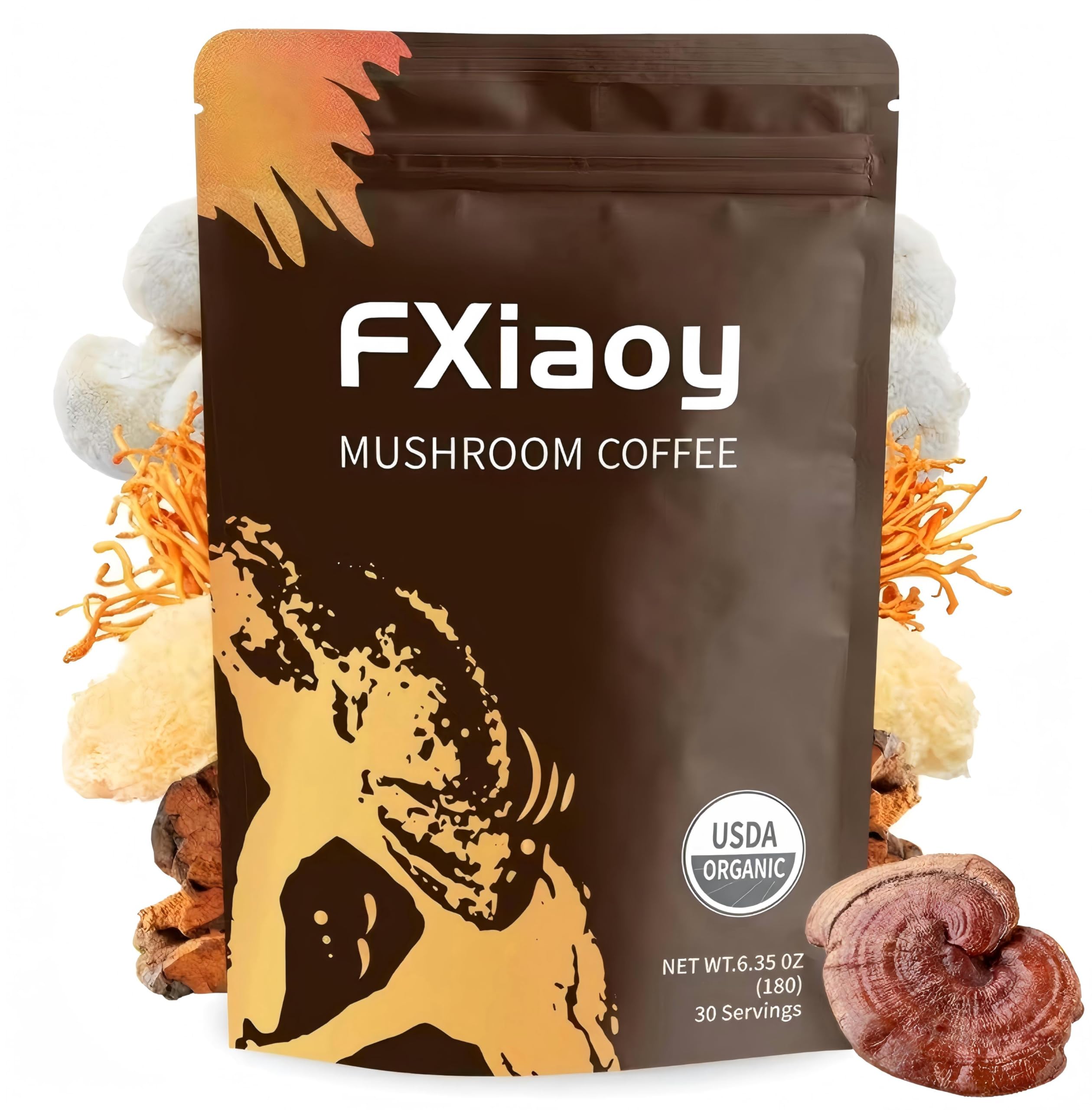 Mushroom Coffee，Everyday Dose Mushroom Coffee with 6 Adaptogenic Mushrooms (Cordyceps, Reishi, King Trumpet, Shiitake, Lion's Mane & Turkey Tail) for