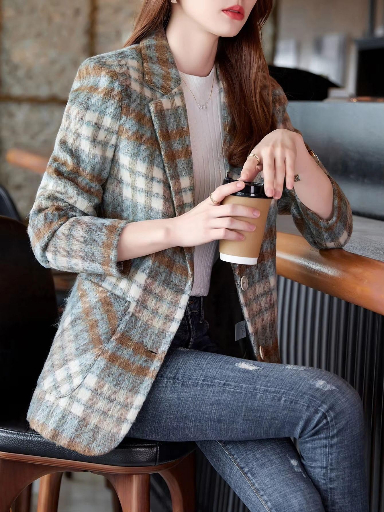 GUOYUXIAO Giacca Donna Slim Fit Professionale, Giacca da Ufficio e Pendolare per Abbigliamento Quotidiano Aziendale