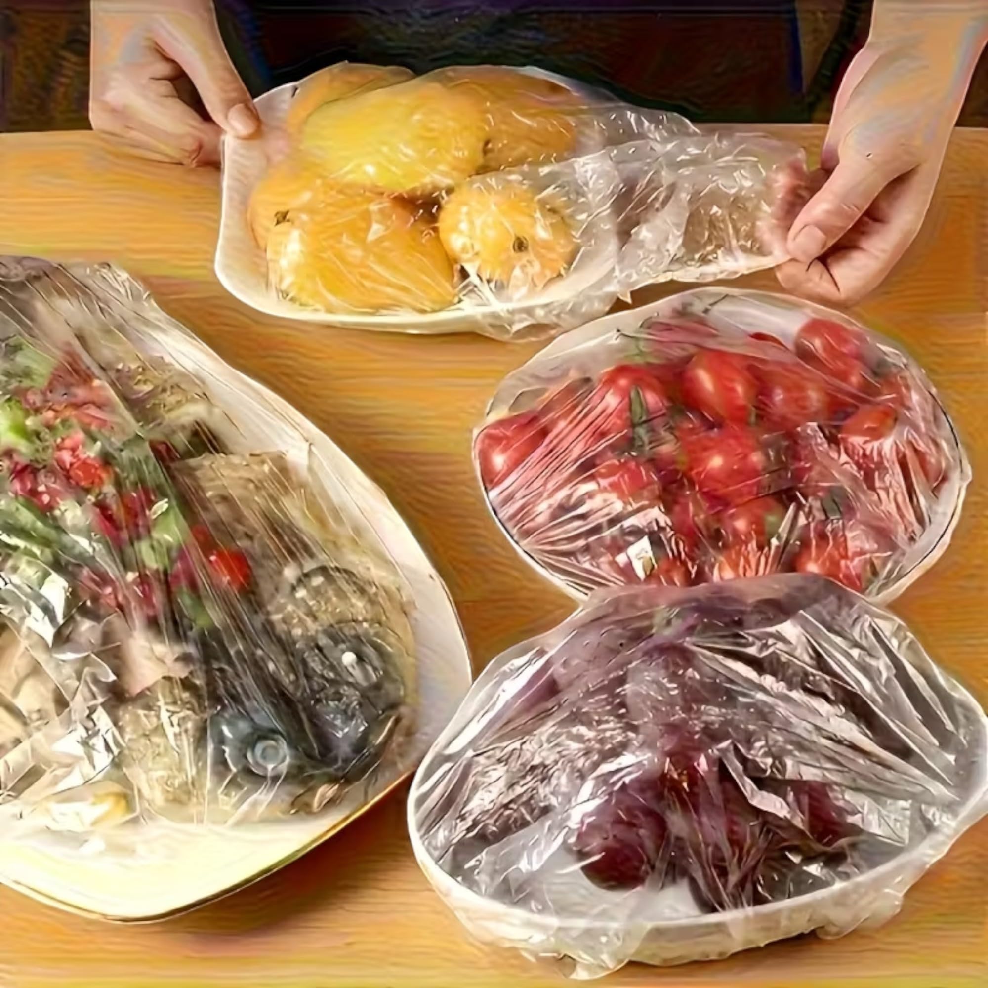 Copri Alimenti Riutilizzabili con Elastico Trasparenti Estensibili 10-25 cm per Ciotole Piatti Contenitori Conservazione Fresca