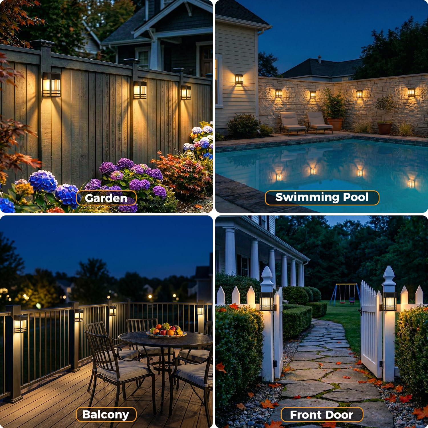 btfarm 8 Stück Solar Wandleuchte Aussen, 3 Farben Heller Solarlampen für Außen Wand LED IP65 Wasserdicht Wandlampe, Zaunleuchten Outdoor Kabellose für Garten Hauswand Terrasse Zaun Balkon, Warmweiß