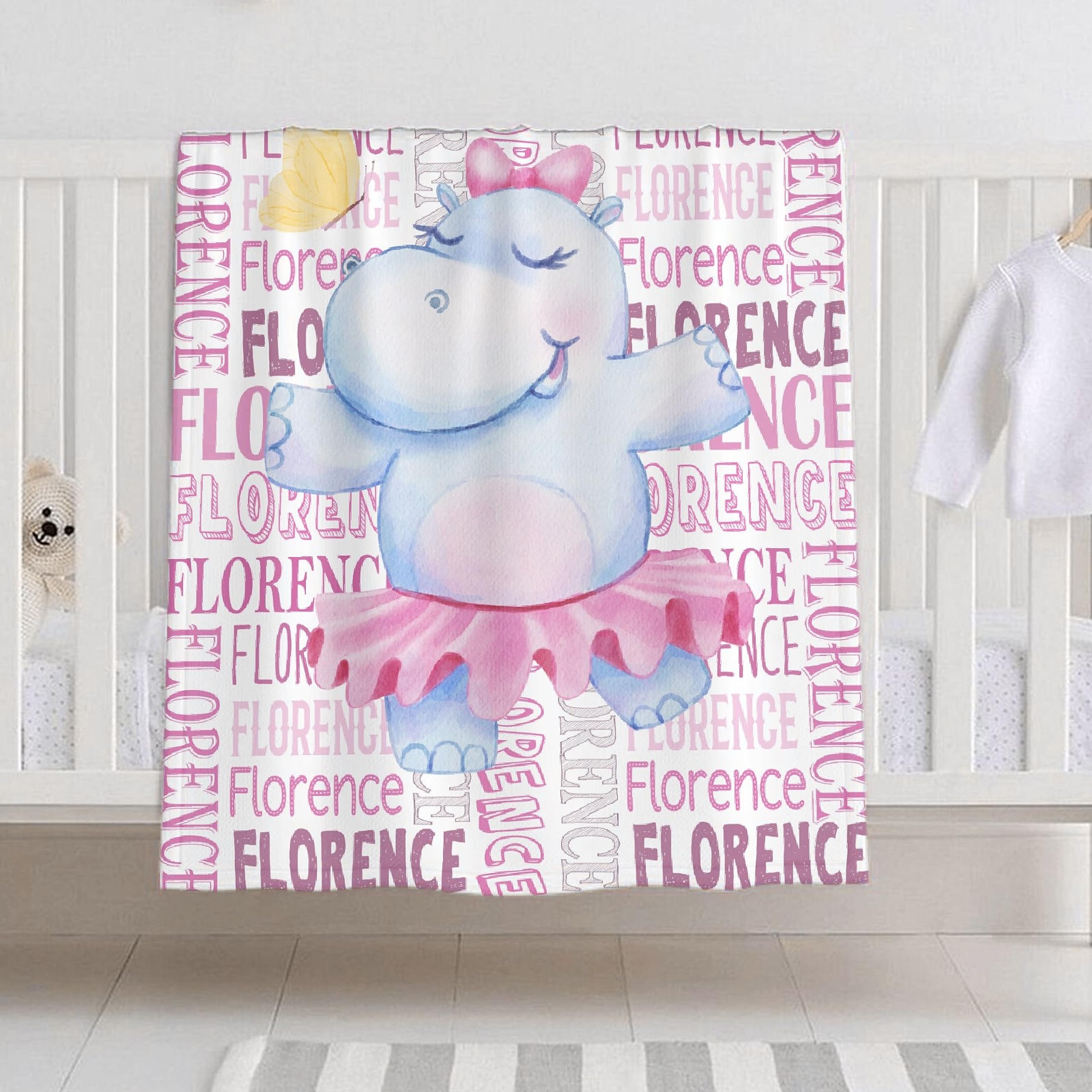 Personalized Baby Blanket With Name - Tropical Flamingo & Palm Leaves Design, 30x40 Inch Soft Minky - View #10