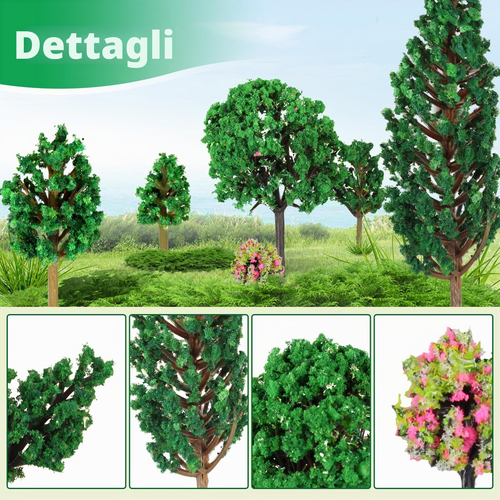 38 Alberi Modellismo, Albero Del Diorama Modellismo Plastic, Alberi Modello Misto, Modello Alberi in Miniature, Per Ferroviario Erba Wargames Da Tavolo